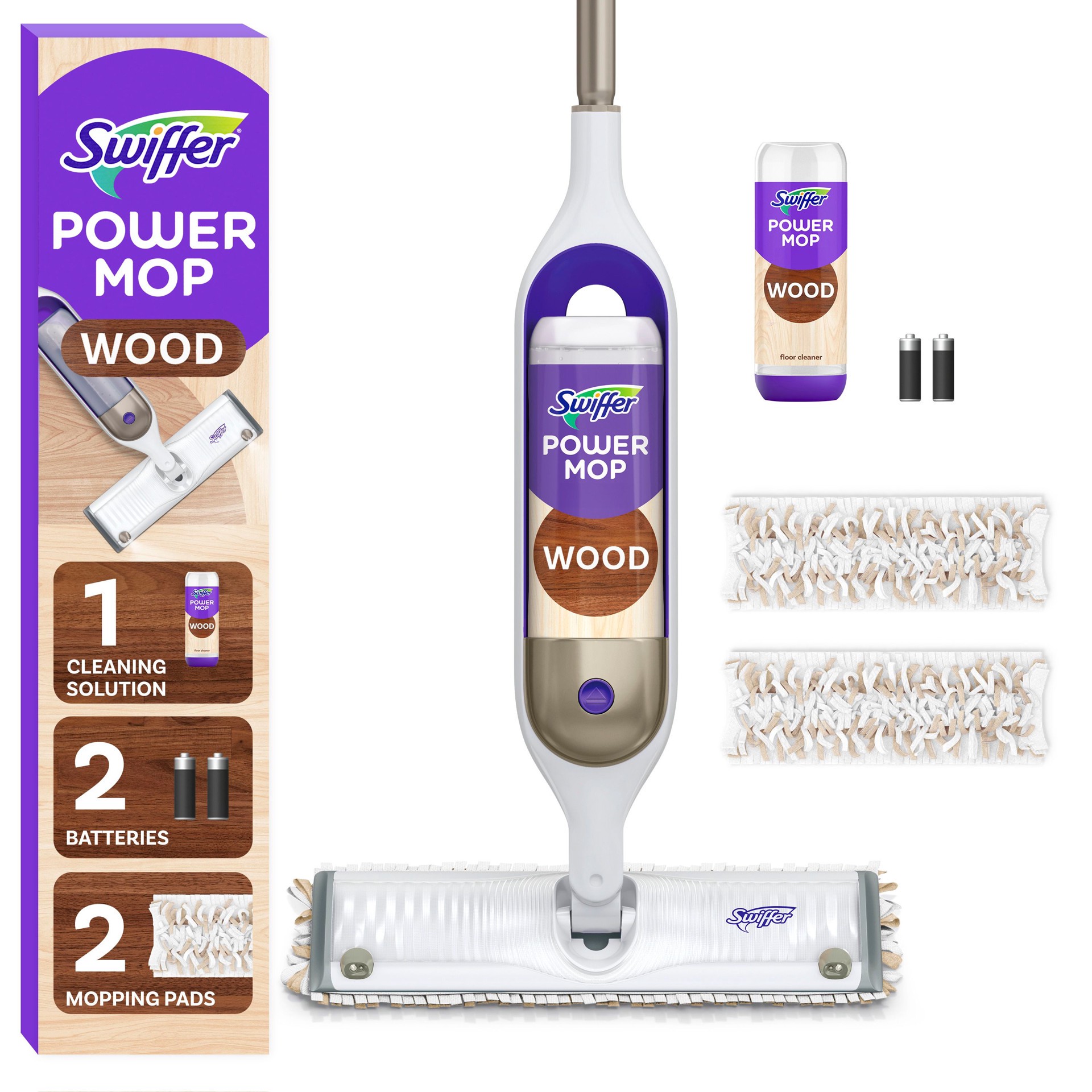 slide 1 of 6, Swiffer Power Mop WOOD Double Nozzle 25.4-fl oz Spray Mop, 1 ct