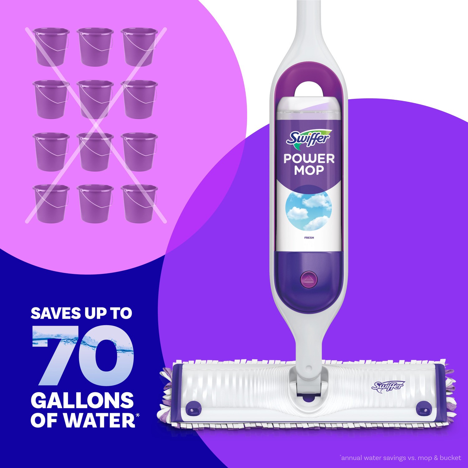 slide 3 of 6, Swiffer Power Mop Refill Fresh Spray Floor Cleaner 2 -Count, 1 ct