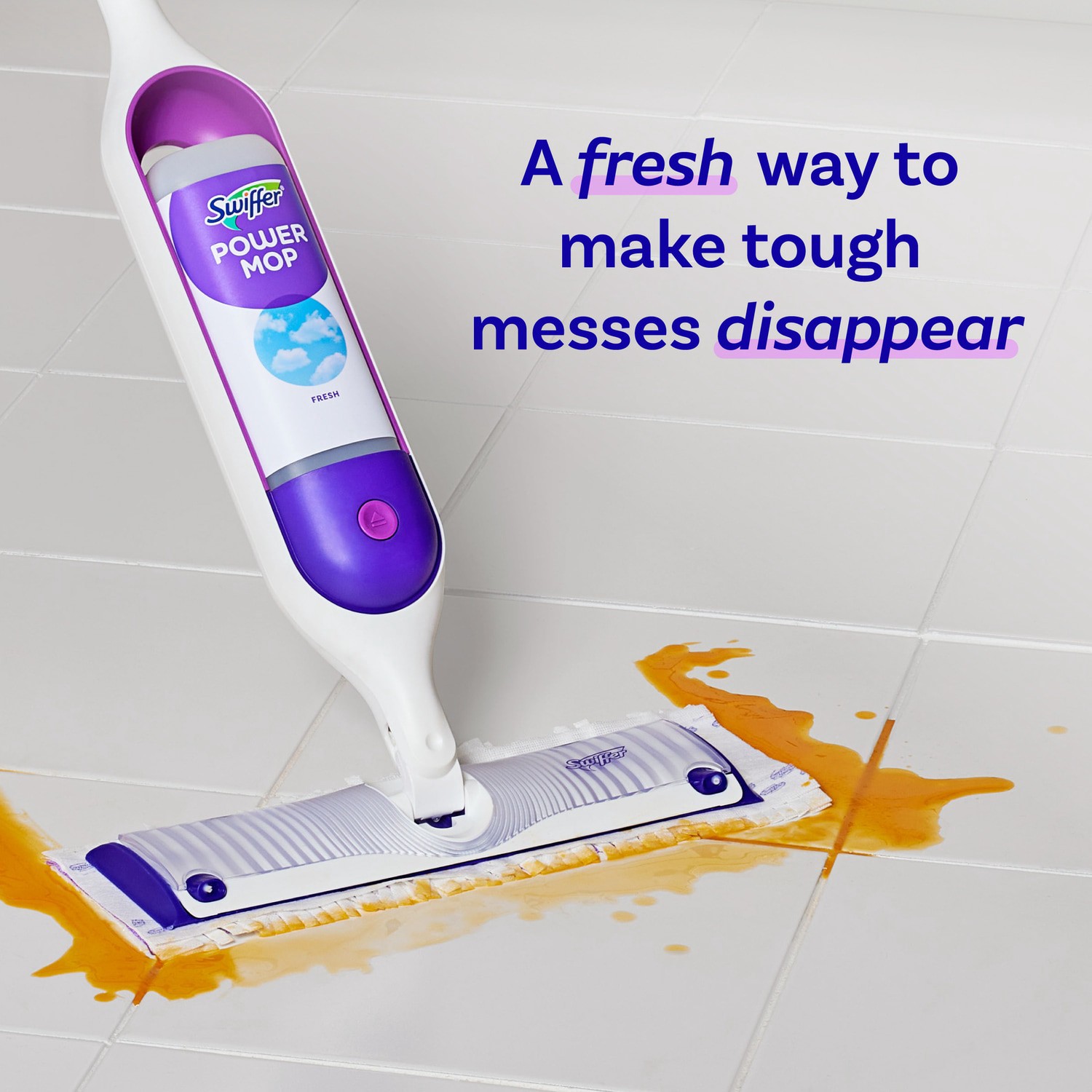 slide 4 of 6, Swiffer Power Mop Refill Fresh Spray Floor Cleaner 2 -Count, 1 ct