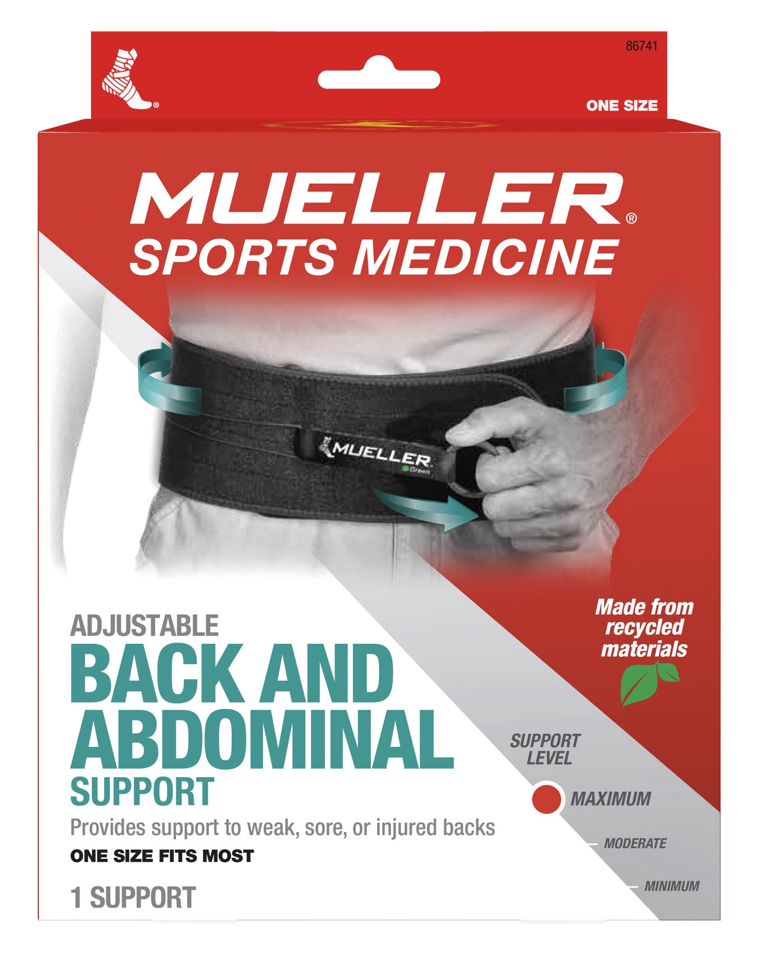slide 1 of 1, Mueller Sports Medicine Mueller Back / Abdominal Support, 1 ct