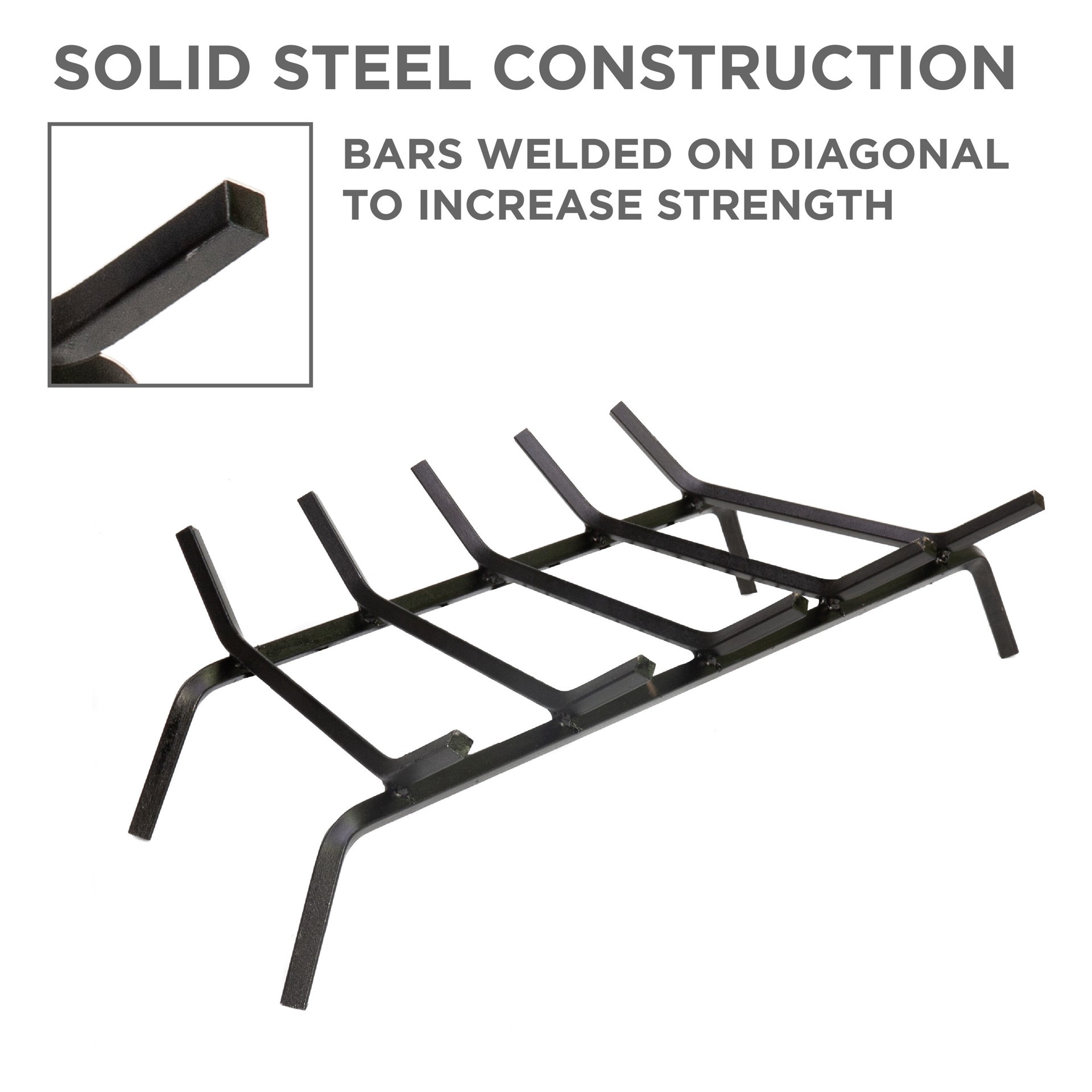 slide 2 of 3, Style Selections 1/2-in Steel 13.78-in 5 -Bar Fireplace Grate, 1 ct