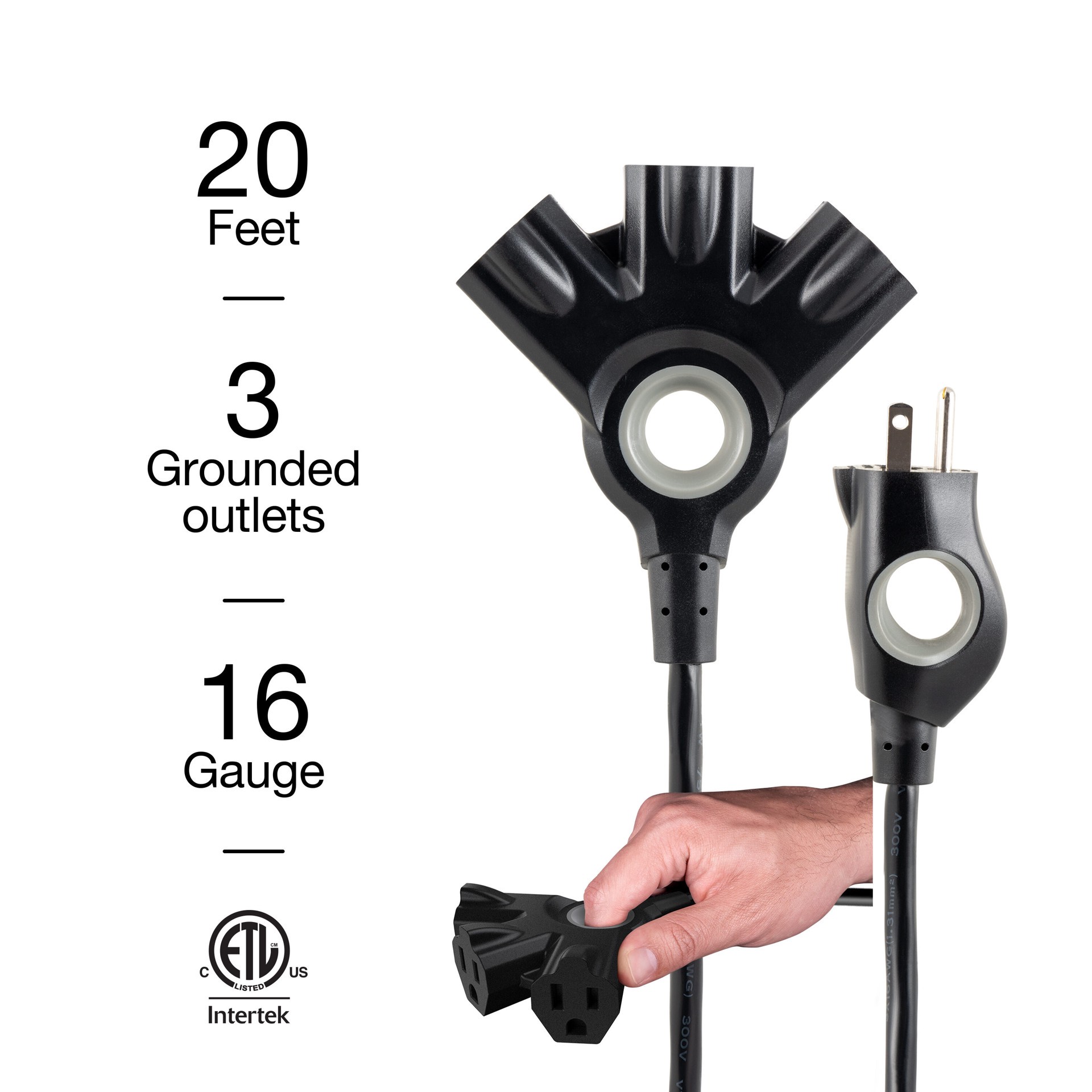 slide 5 of 6, Utilitech 20-ft 3 Medium Duty 3 Prong Black Indoor/Outdoor Extension Power Cord, 1 ct
