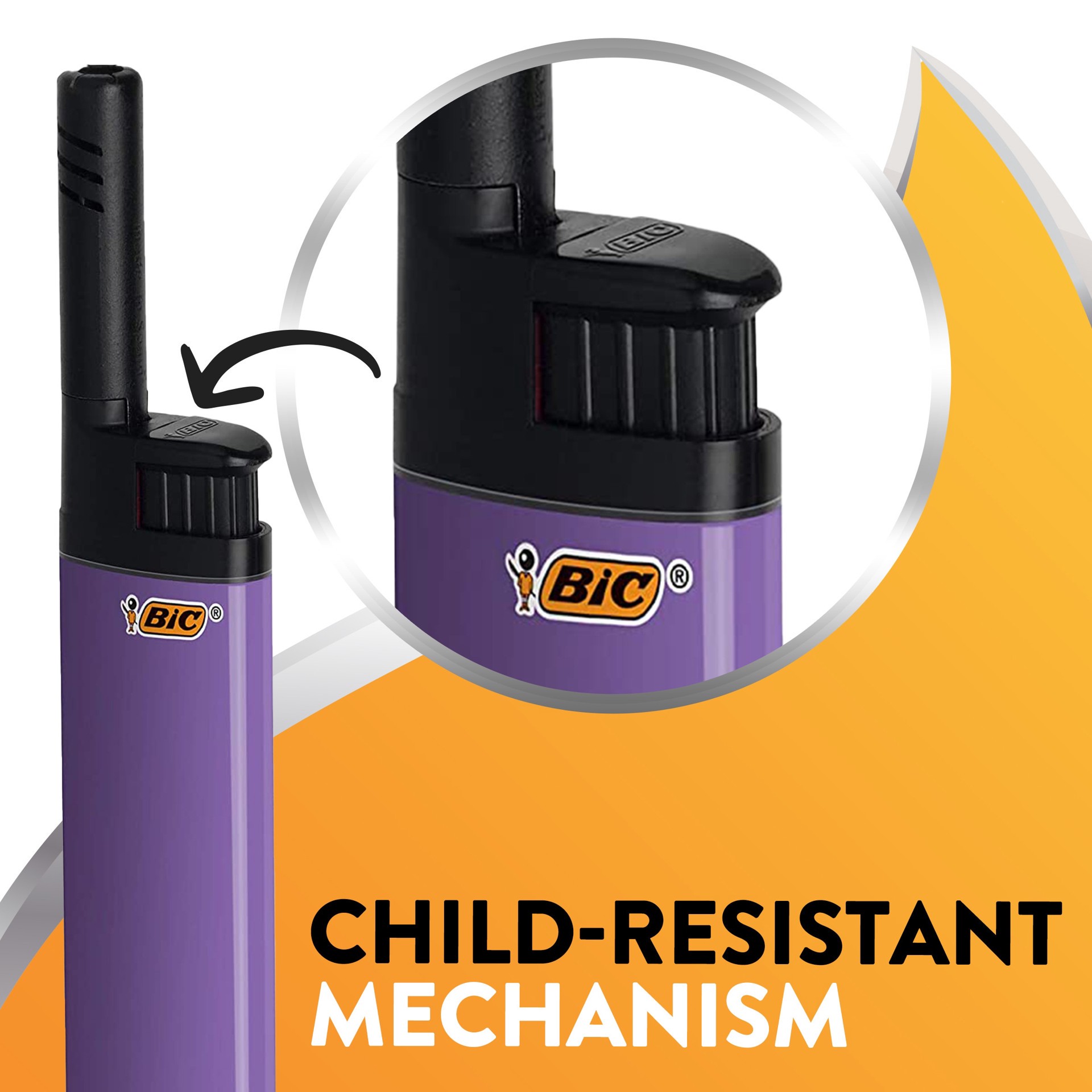 slide 4 of 6, BIC Plastic EZ Lighters, Extended Wand, Assorted Colors, 2-Pack, Child-Resistant, Reliable & Safe, 1 ct