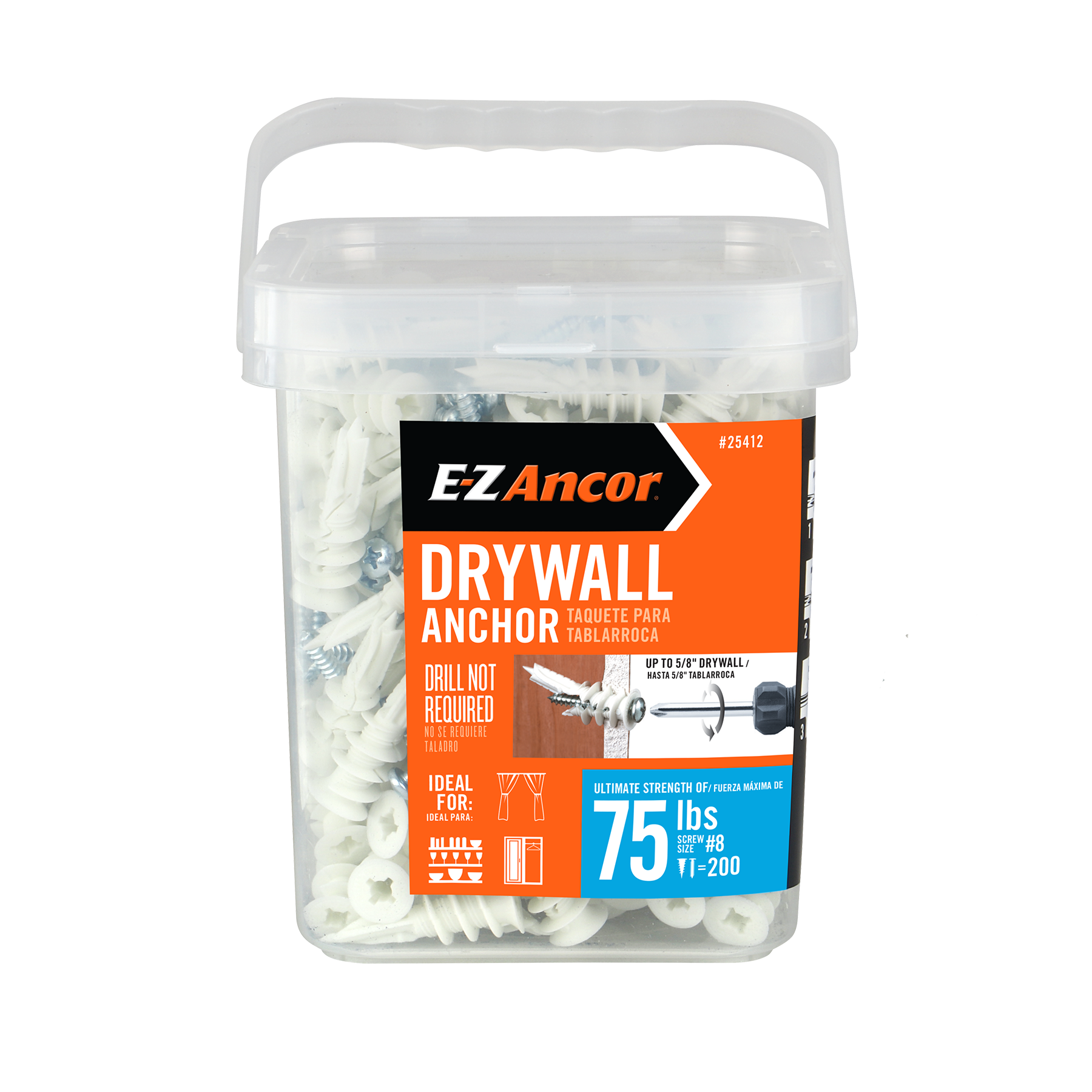 slide 1 of 6, E-Z Ancor 75-lb #8 x 1-1/4-in Self-Drilling Anchors with Screws Included 200 -Pack, 1 ct