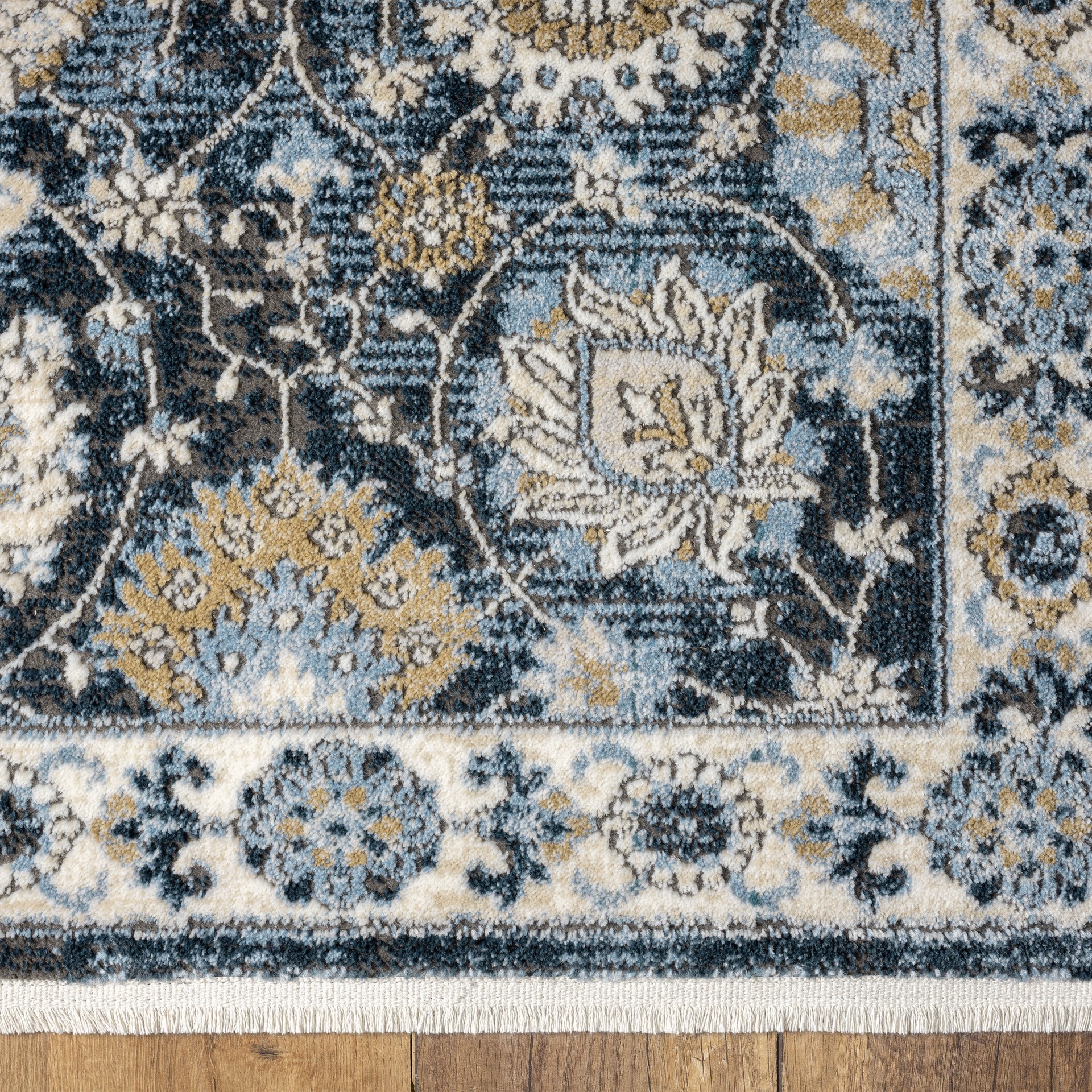 slide 2 of 6, allen + roth Blue Garden 5 x 7 (ft) Loomed Blue Rectangular Indoor Floral/Botanical Pet Friendly Area rug, 1 ct