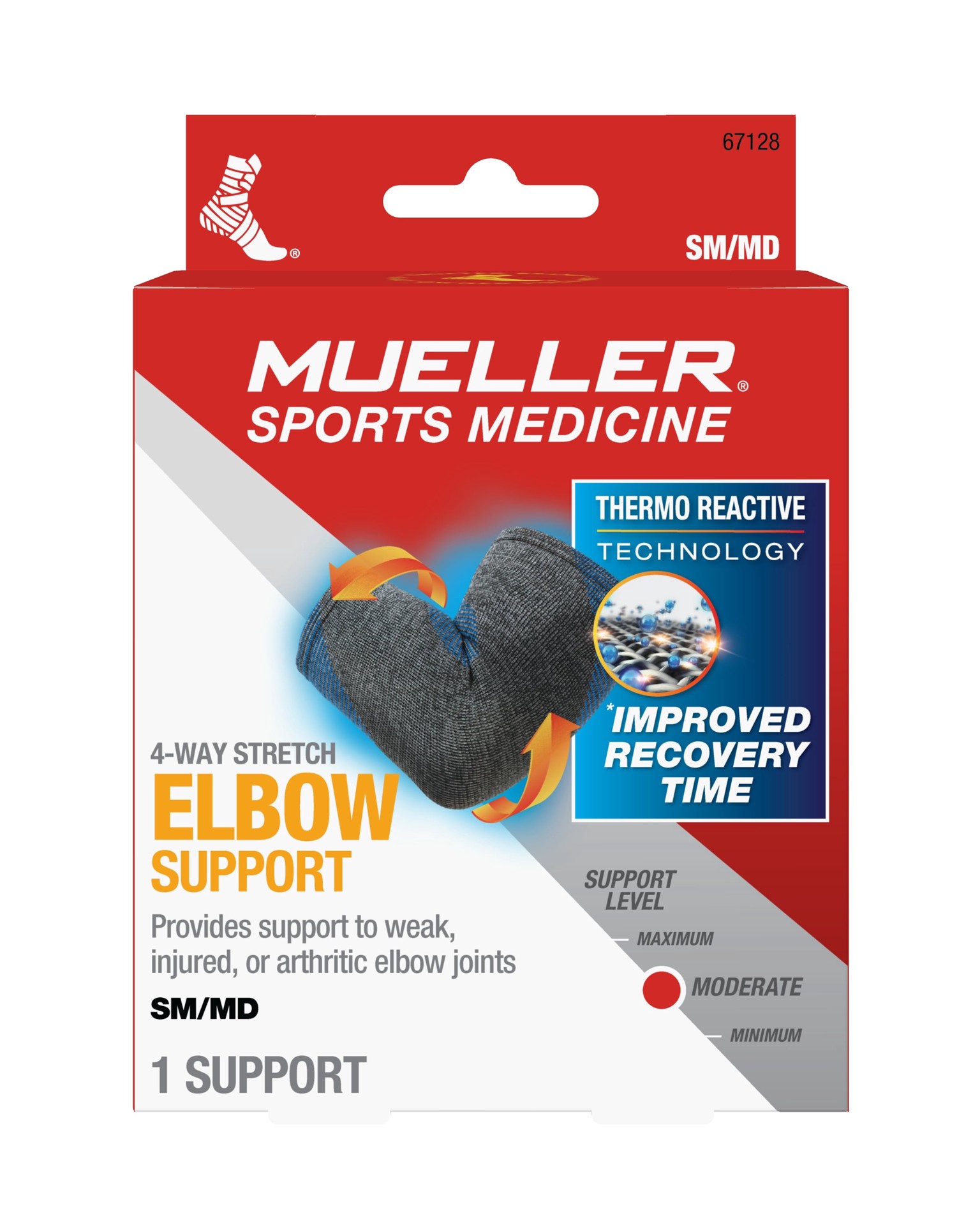 slide 1 of 3, Mueller Sports Medicine Mueller Compression Elbow- Provides Support and Compression, Gray, One Size Fits Most, 1 ct