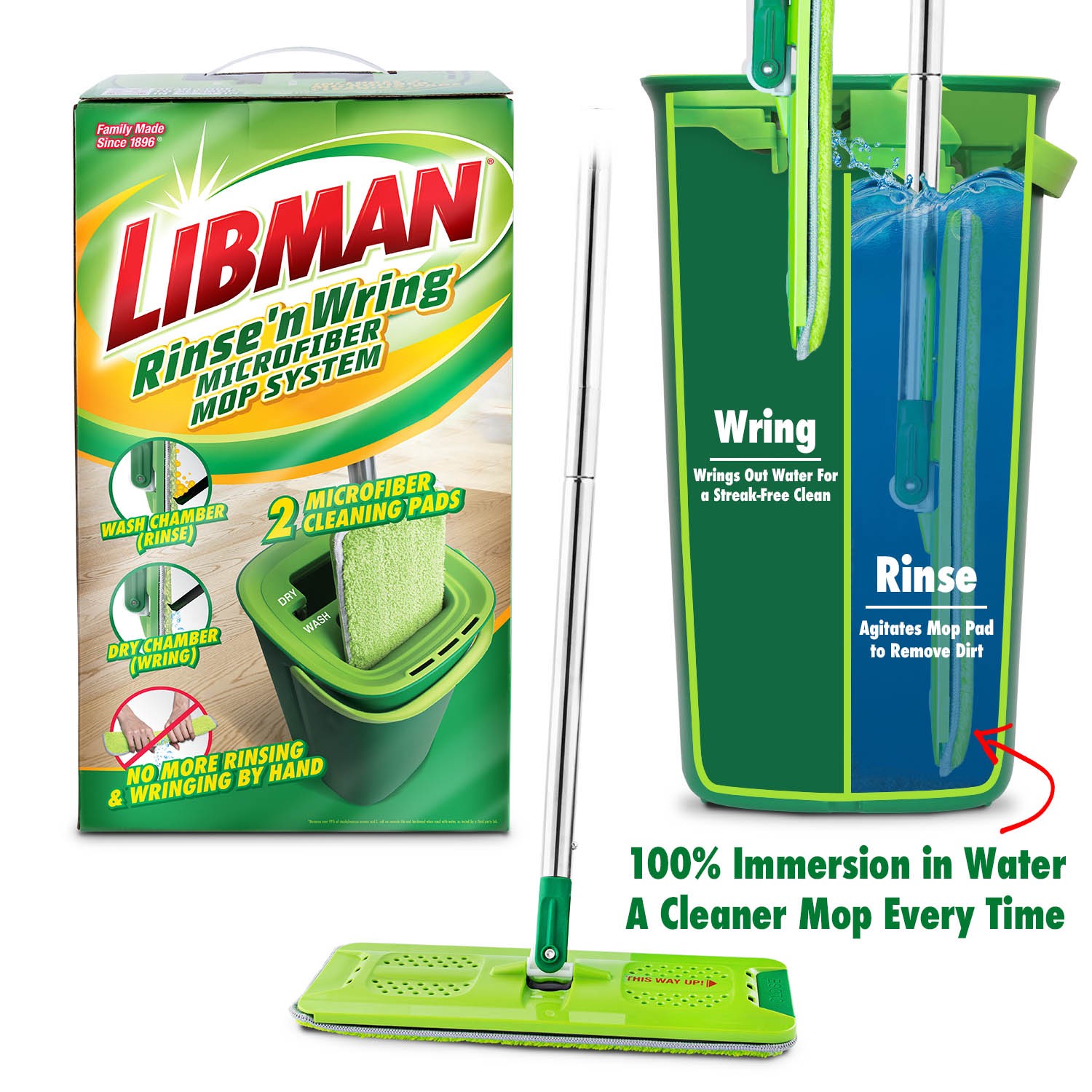 slide 1 of 6, Libman Microfiber Roller Flat Mop with Bucket, 1 ct