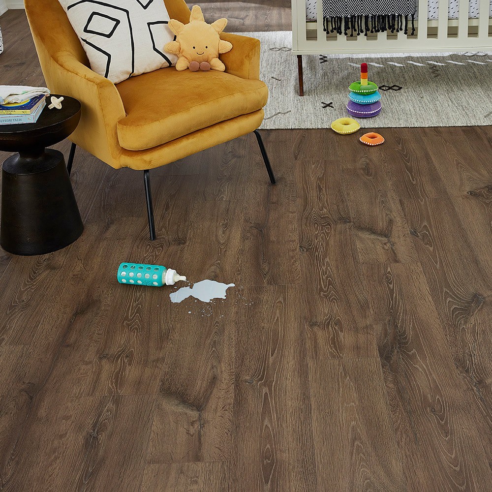 slide 4 of 6, STAINMASTER PetProtect Stockette Oak 12-mm T x 7-1/2-in W x 47-1/4-in L Waterproof Wood Plank Laminate Flooring (22.09-sq ft / Carton), 1 ct