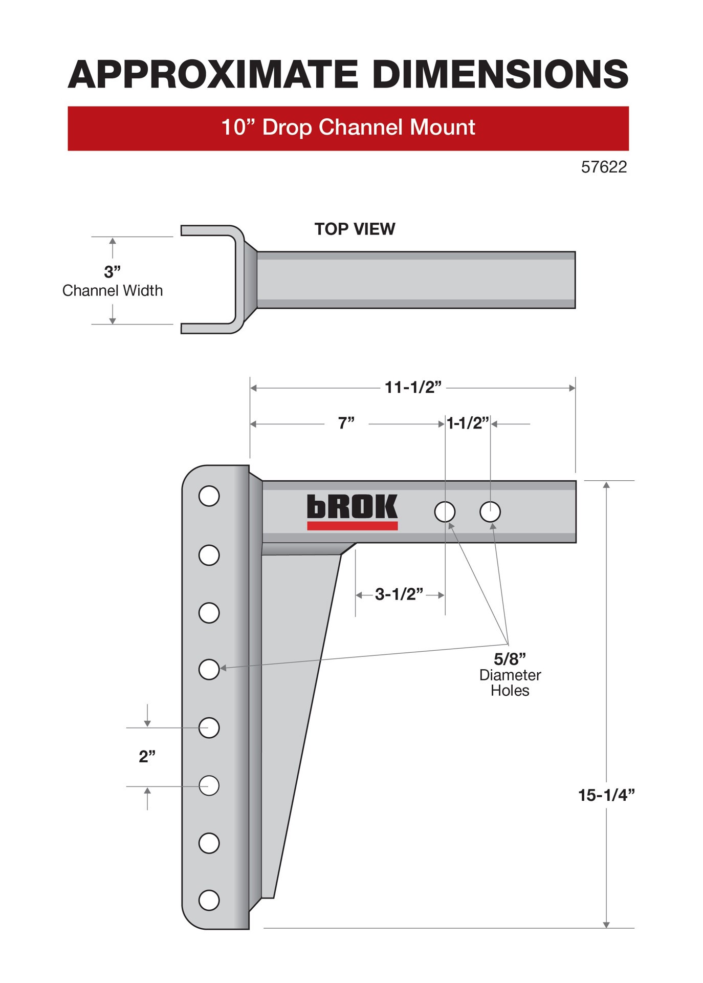 slide 5 of 5, bROK Channel Mount 10-in Drop 2-in Solid Shank 22K-lbs, 1 ct