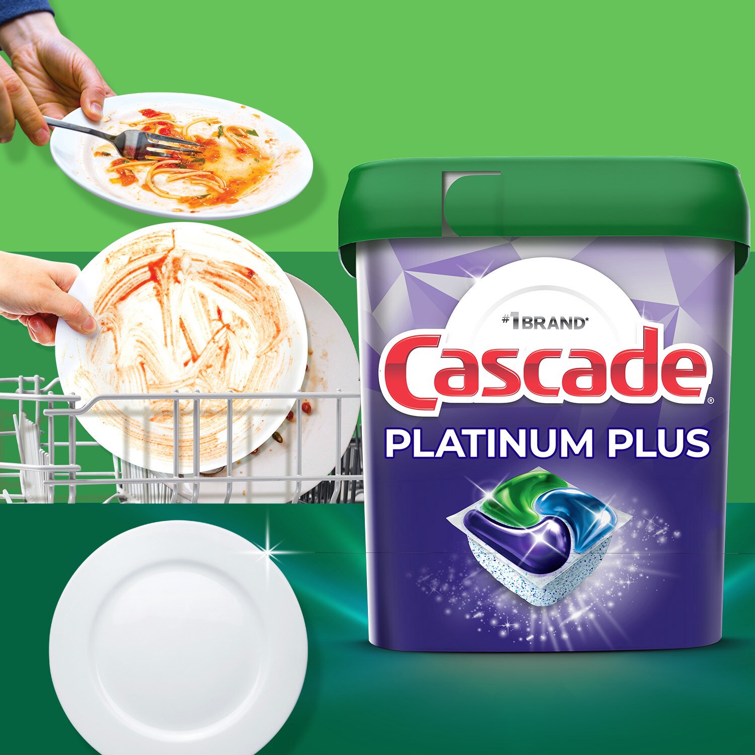 slide 5 of 6, Cascade Platinum Plus 62 -Count Fresh Scent Dishwasher Detergent, 1 ct