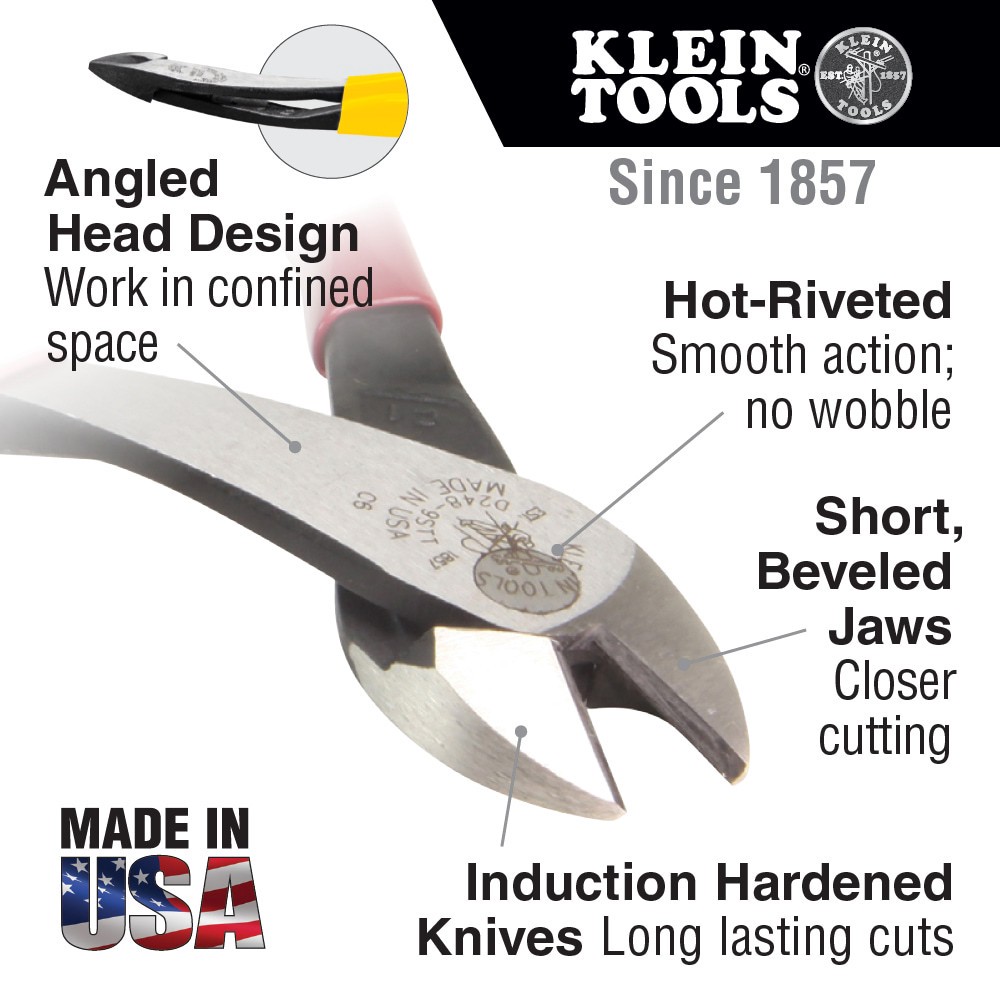 slide 2 of 6, Klein Tools Diagonal Cutting Pliers, Angled Head, 8-Inch, 1 ct