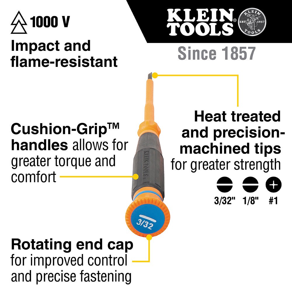 slide 2 of 6, Klein Tools Insulated Precision Screwdriver Set, 3-Piece, 1 ct