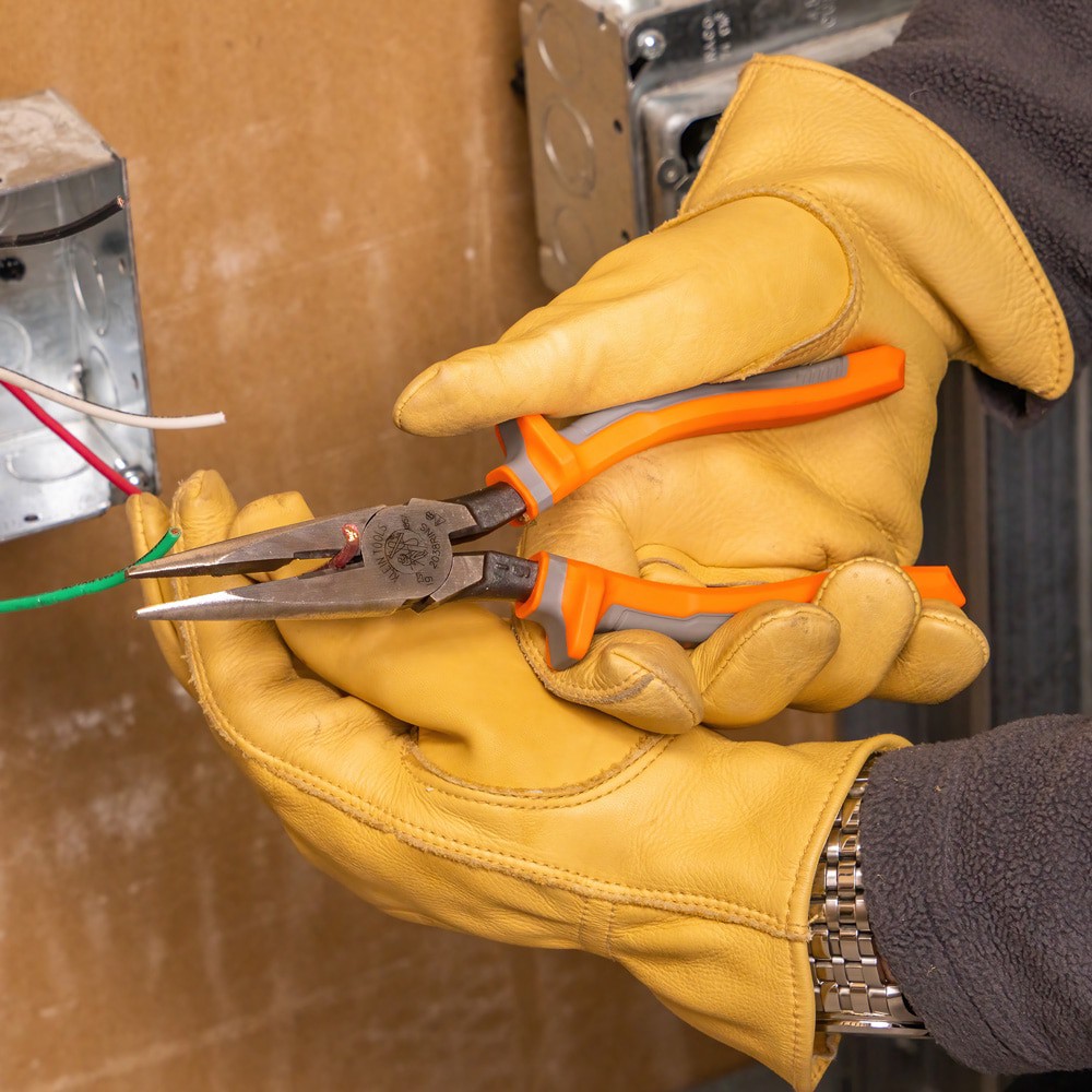 slide 3 of 6, Klein Tools Pliers, Long Nose Side-Cutters, Insulated, 8-Inch, 1 ct