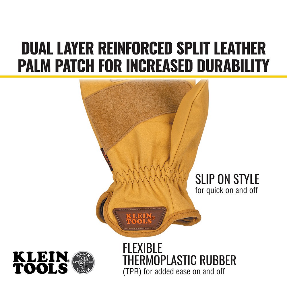slide 3 of 6, Klein Tools Cowhide Leather Gloves, X-Large, 1 ct