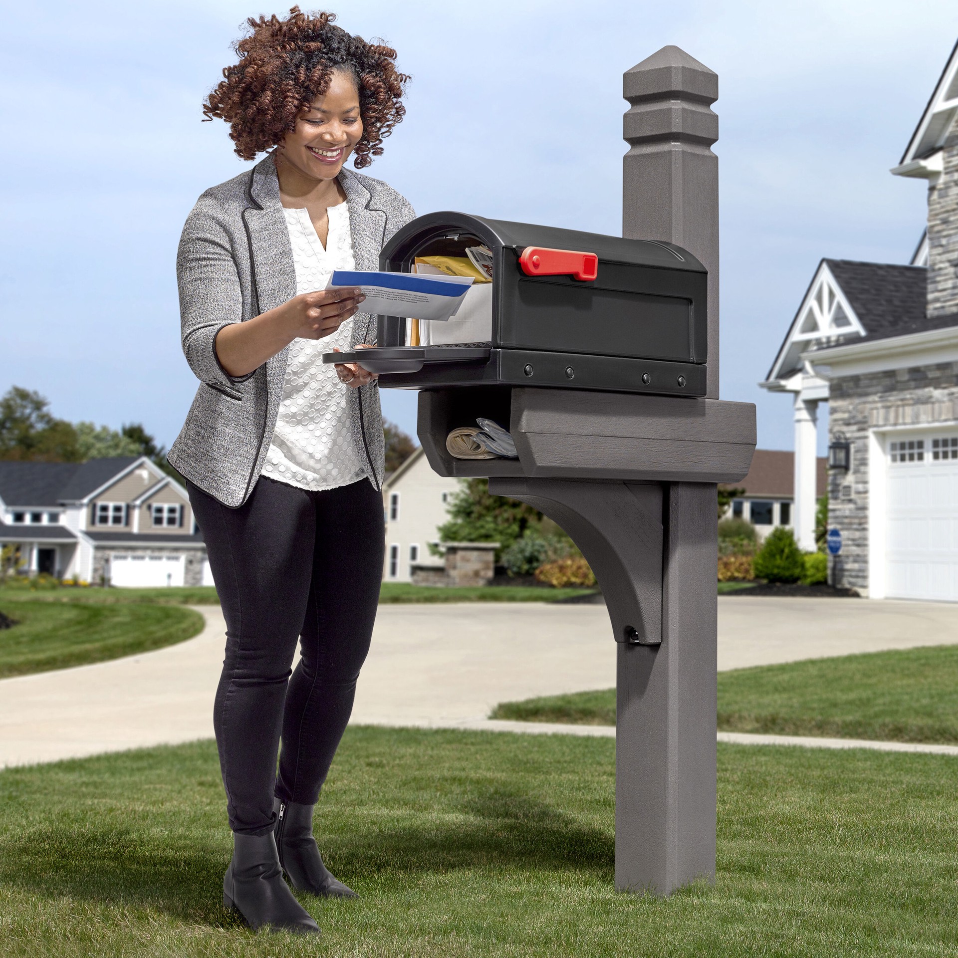 slide 6 of 6, Step2 Lakewood Mailbox Post Kit Plastic Extra Large Mailbox Black with Post, 1 ct