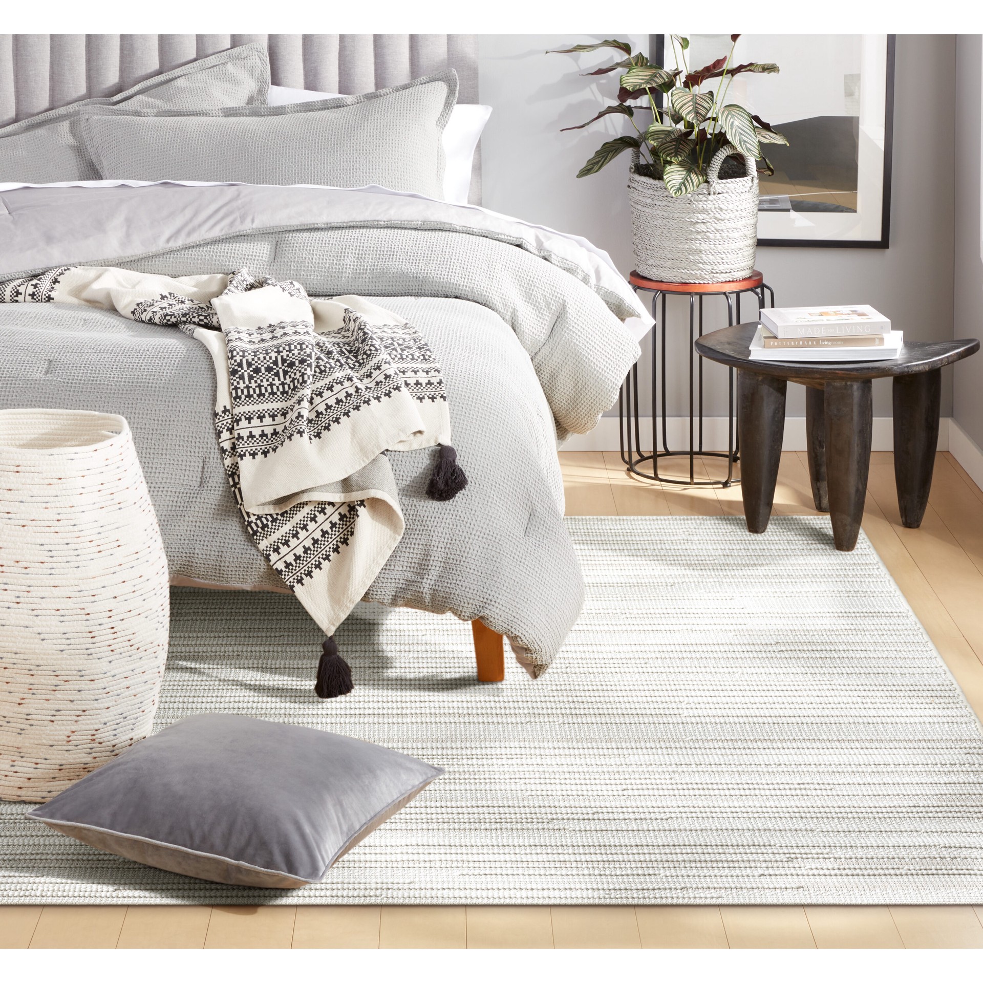 slide 5 of 6, Origin 21 Cream Textured 5 x 7 (ft) Loomed Polyester Cream Rectangular Indoor Abstract Spot Clean Only Pet Friendly Area rug, 1 ct