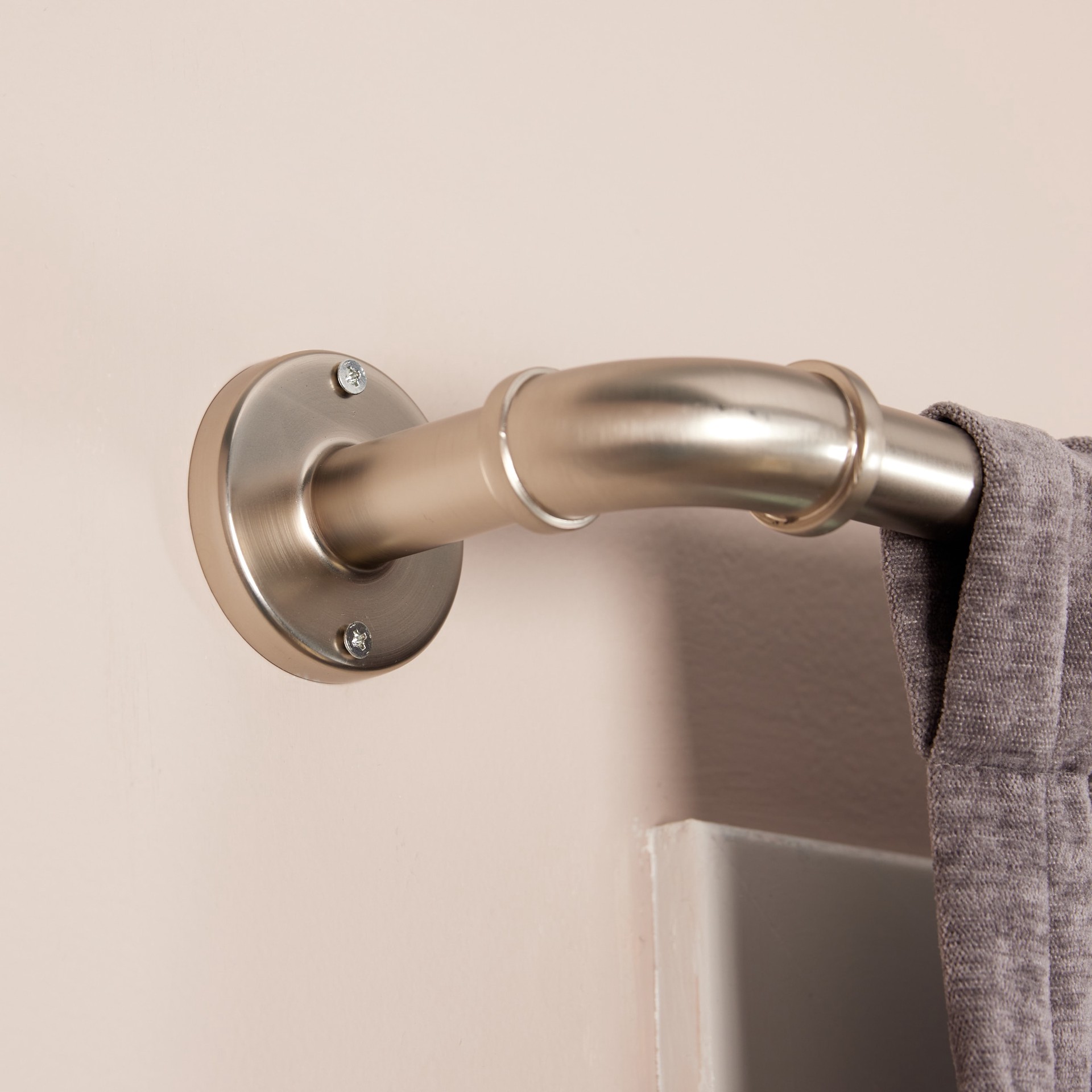 slide 2 of 6, allen + roth Blaine 36-in to 72-in Brushed Nickel Steel Single Curtain Rod, 1 ct