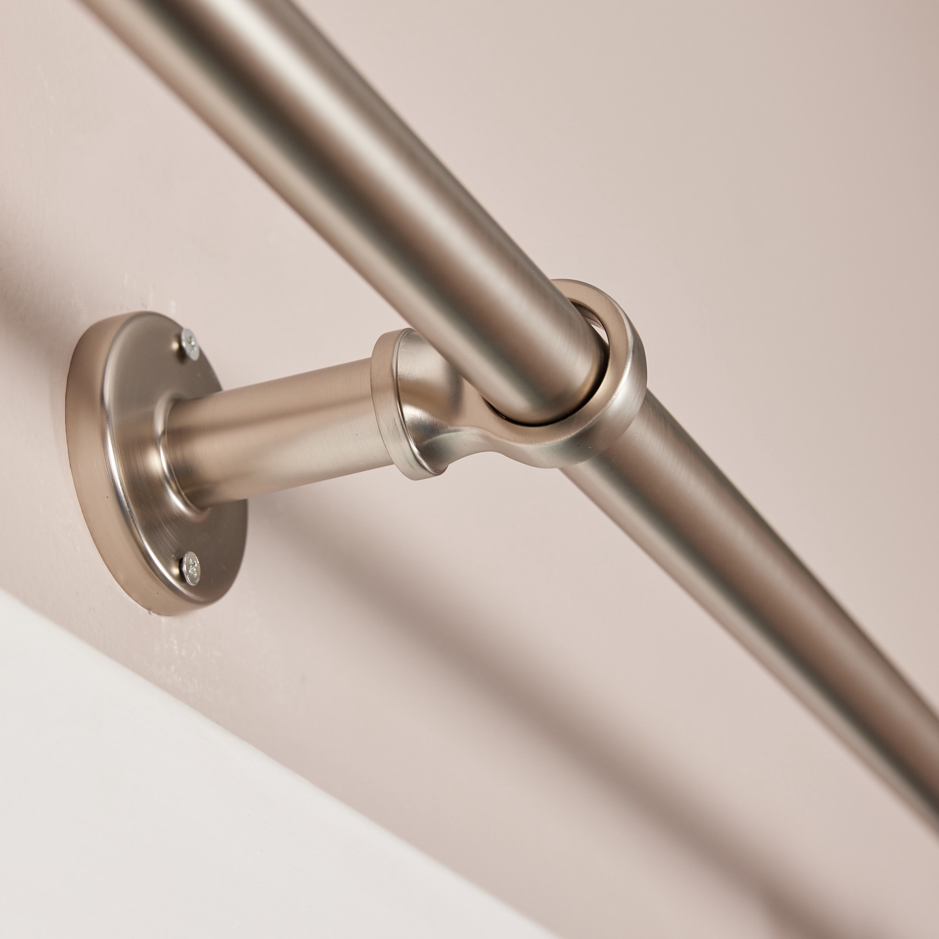 slide 3 of 6, allen + roth Blaine 36-in to 72-in Brushed Nickel Steel Single Curtain Rod, 1 ct