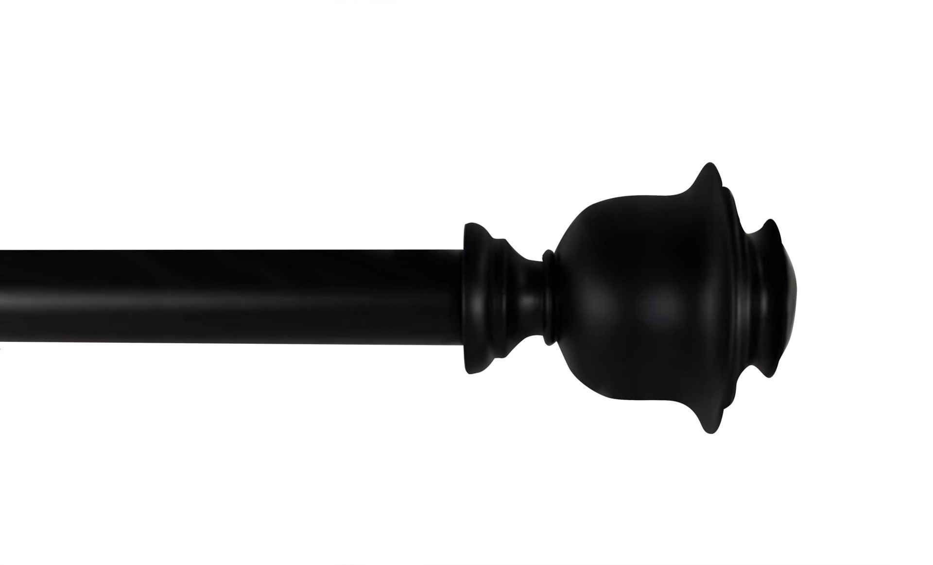 slide 1 of 6, allen + roth Kirby 36-in to 72-in Matte Black Steel Single Curtain Rod with Finials, 1 ct
