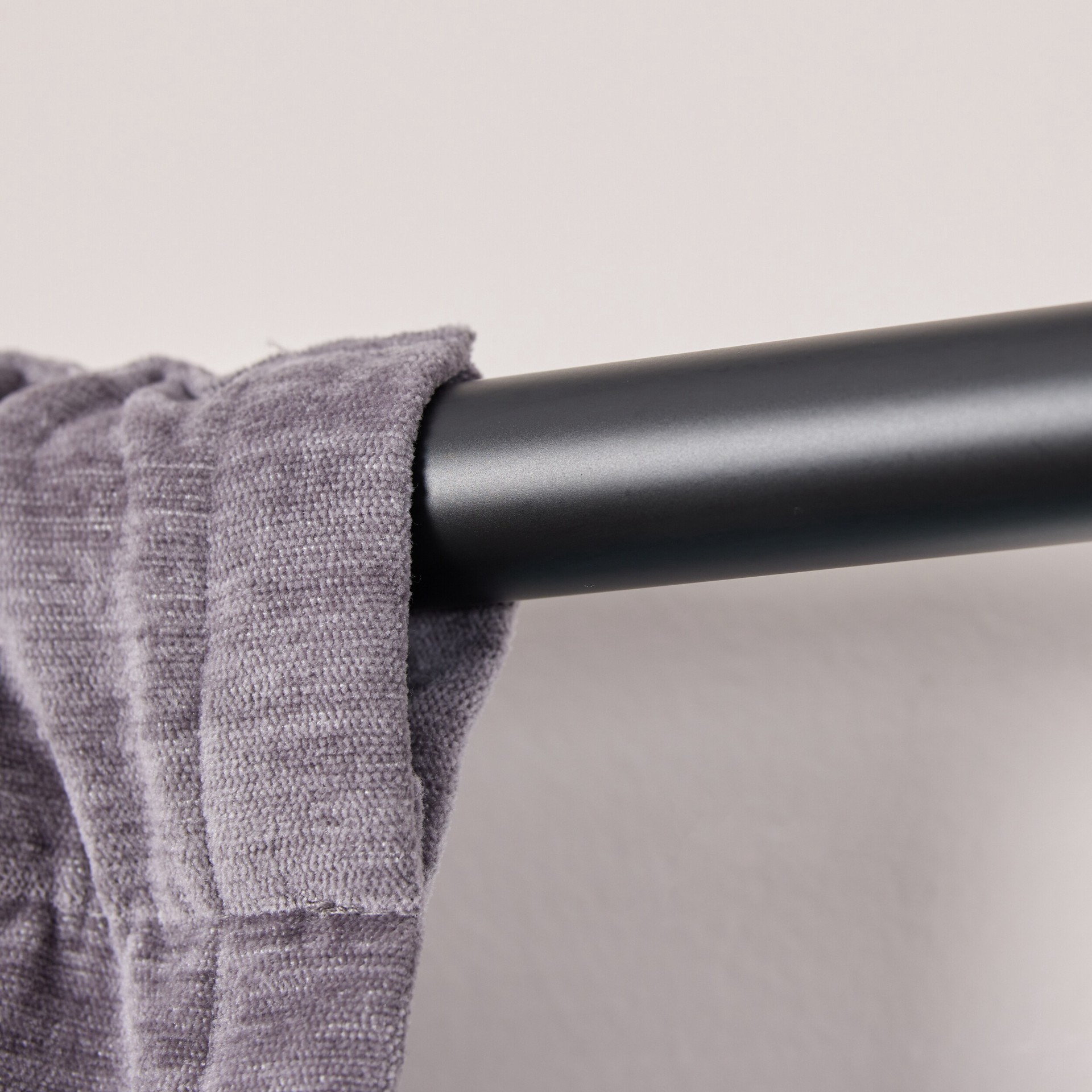 slide 4 of 6, allen + roth Kirby 36-in to 72-in Matte Black Steel Single Curtain Rod with Finials, 1 ct