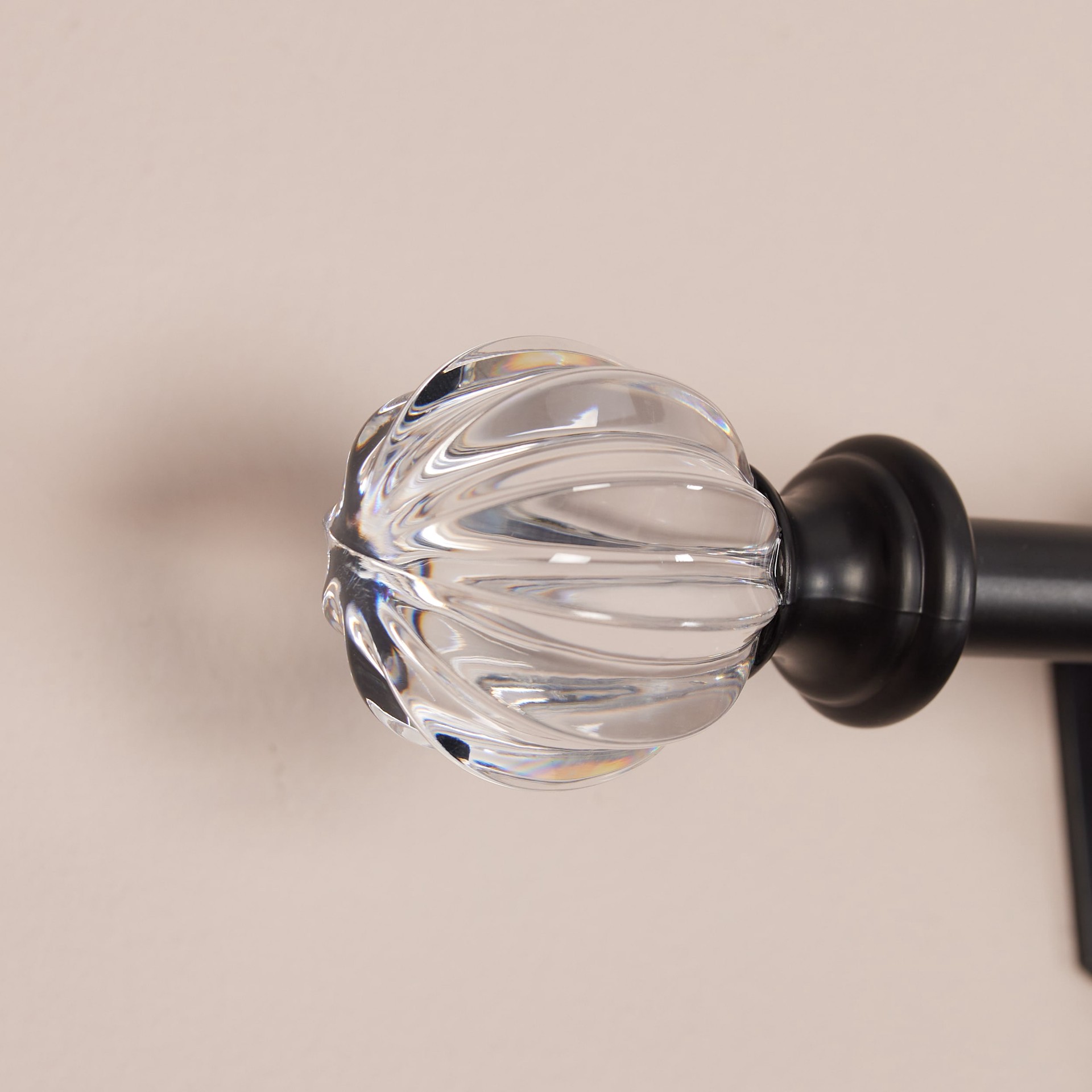 slide 2 of 6, Style Selections Talia 28-in to 48-in Matte Black Steel Single Curtain Rod with Finials, 1 ct