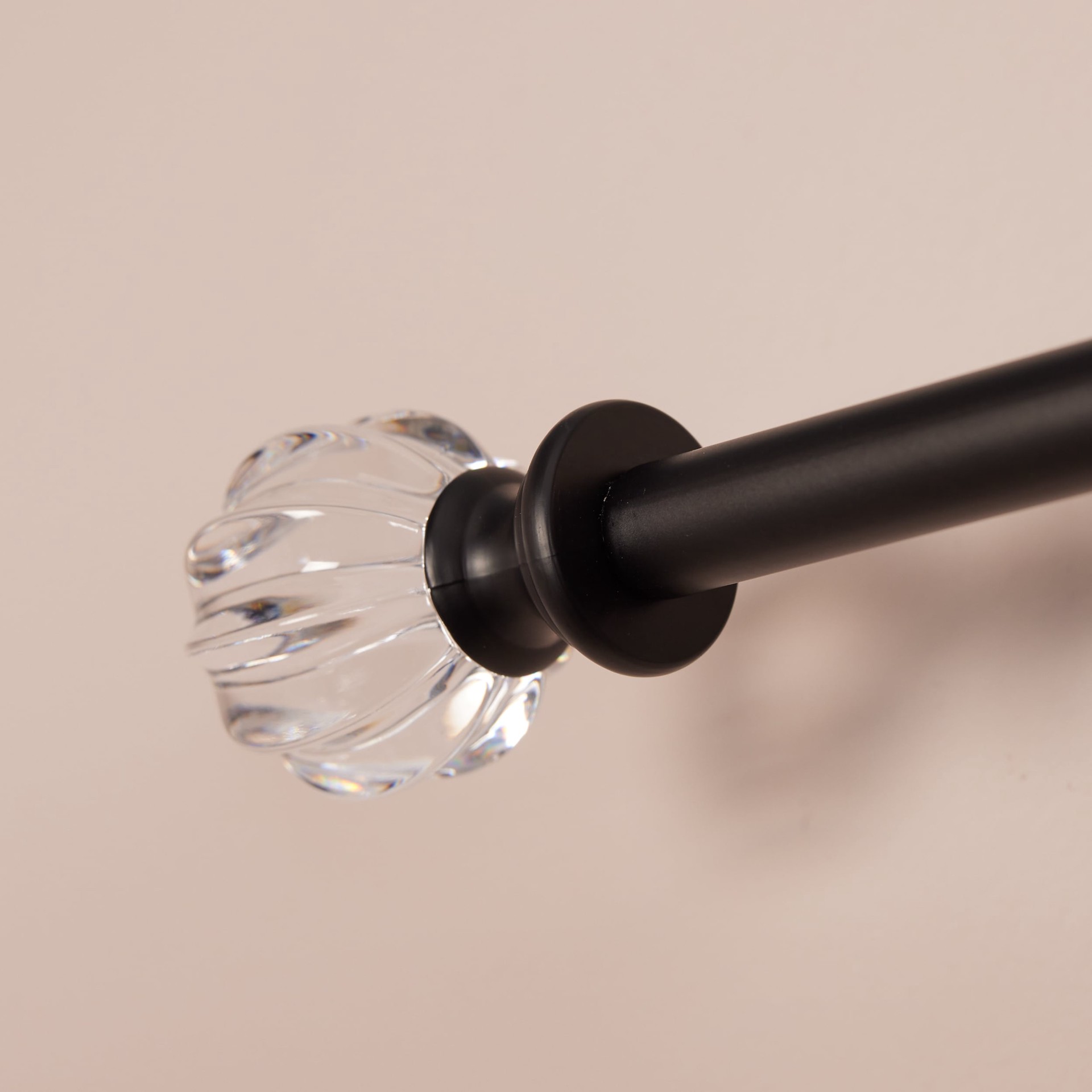 slide 4 of 6, Style Selections Talia 28-in to 48-in Matte Black Steel Single Curtain Rod with Finials, 1 ct