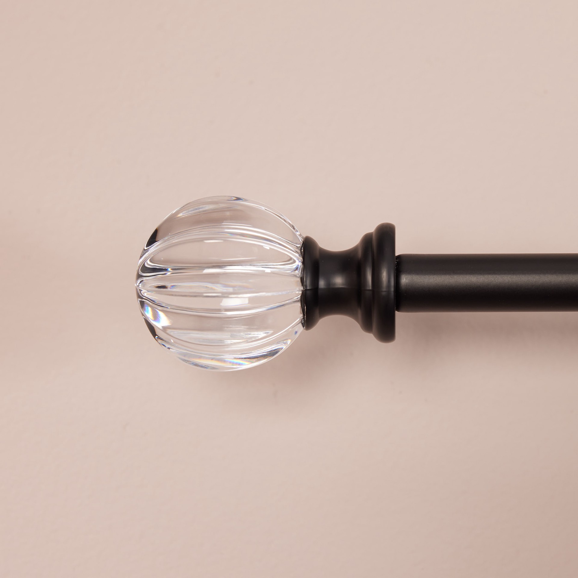 slide 5 of 6, Style Selections Talia 28-in to 48-in Matte Black Steel Single Curtain Rod with Finials, 1 ct