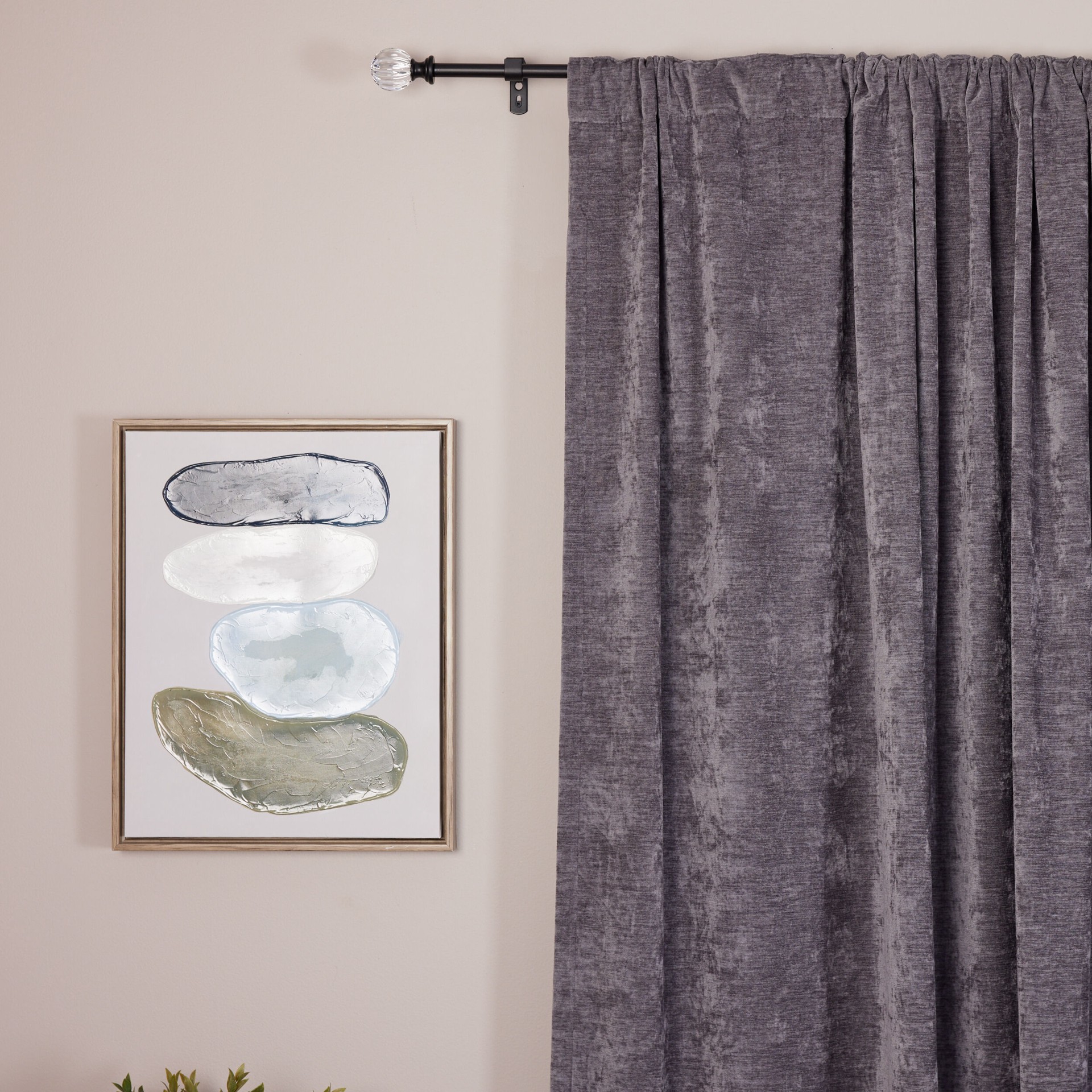 slide 6 of 6, Style Selections Talia 28-in to 48-in Matte Black Steel Single Curtain Rod with Finials, 1 ct