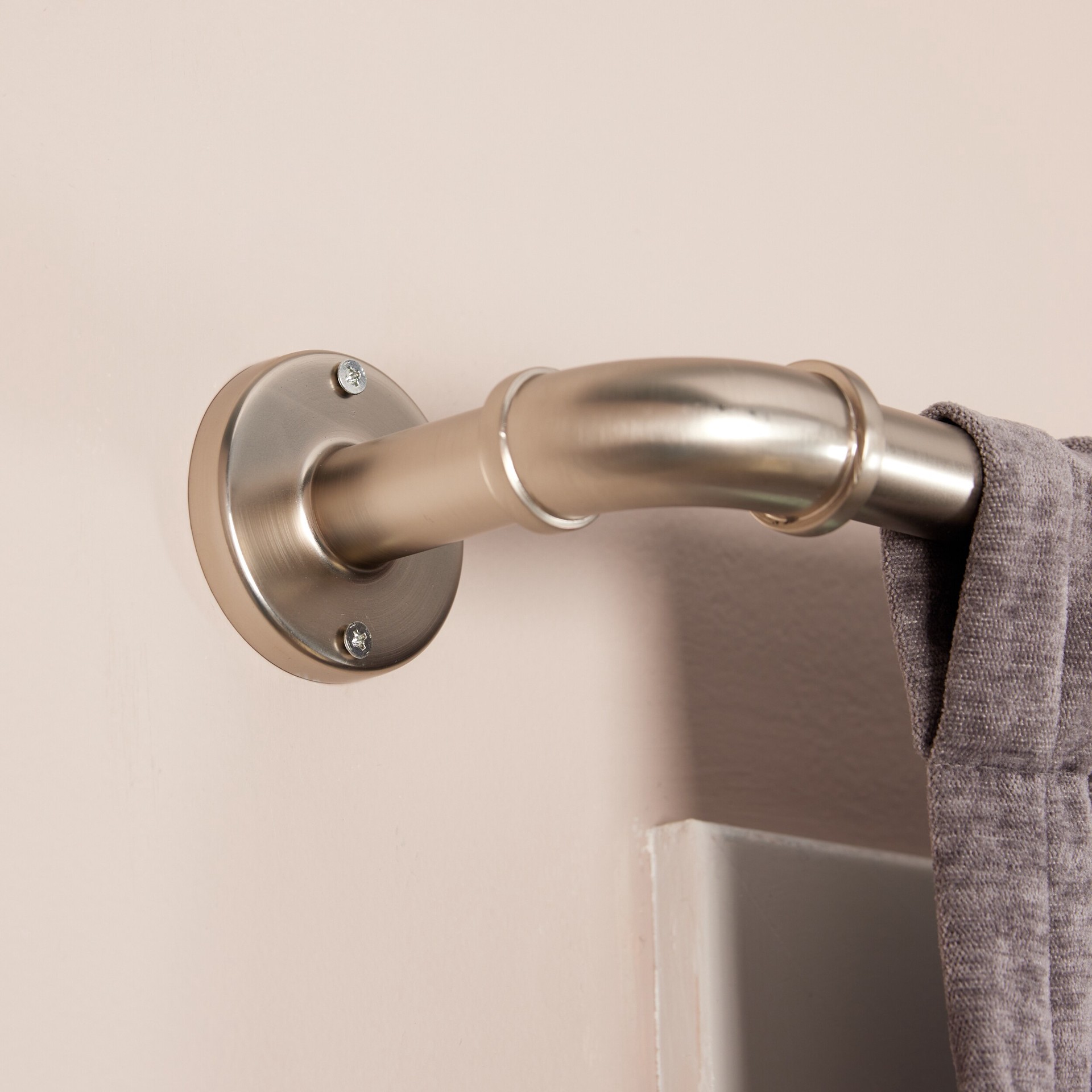 slide 2 of 6, allen + roth Blaine 72-in to 144-in Brushed Nickel Steel Single Curtain Rod, 1 ct