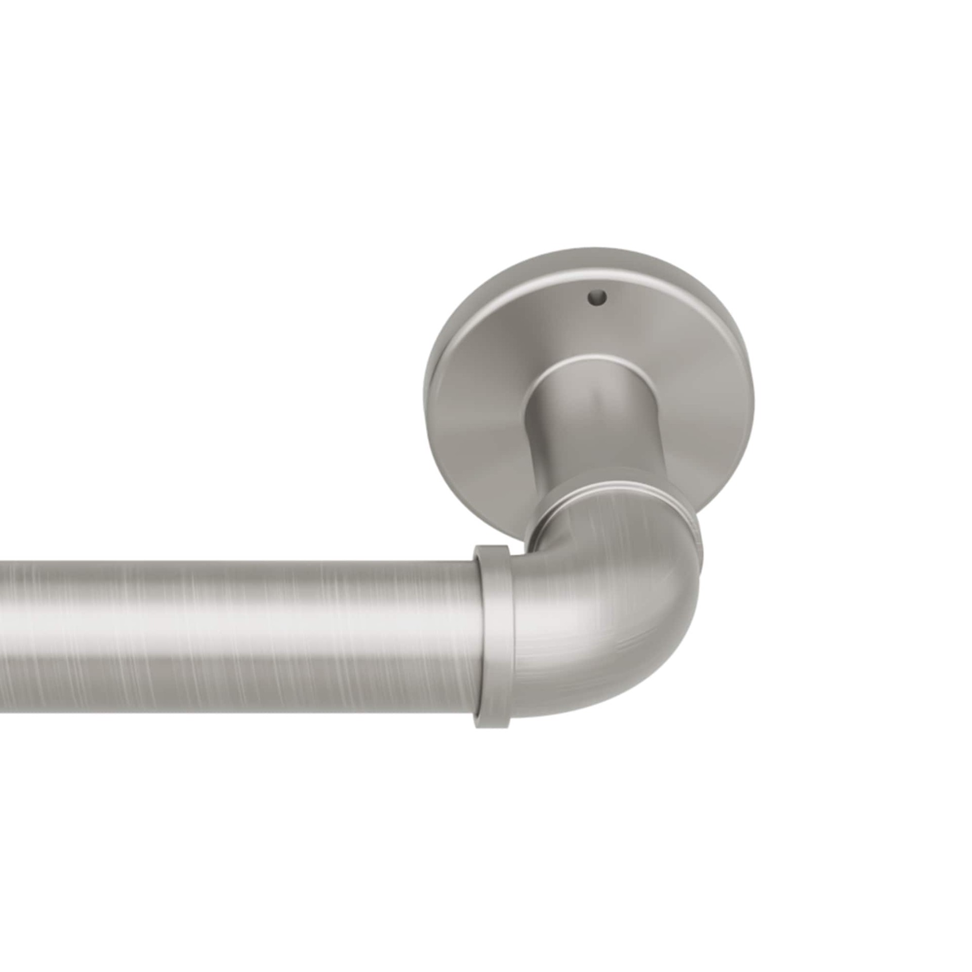 slide 1 of 6, allen + roth Blaine 72-in to 144-in Brushed Nickel Steel Single Curtain Rod, 1 ct