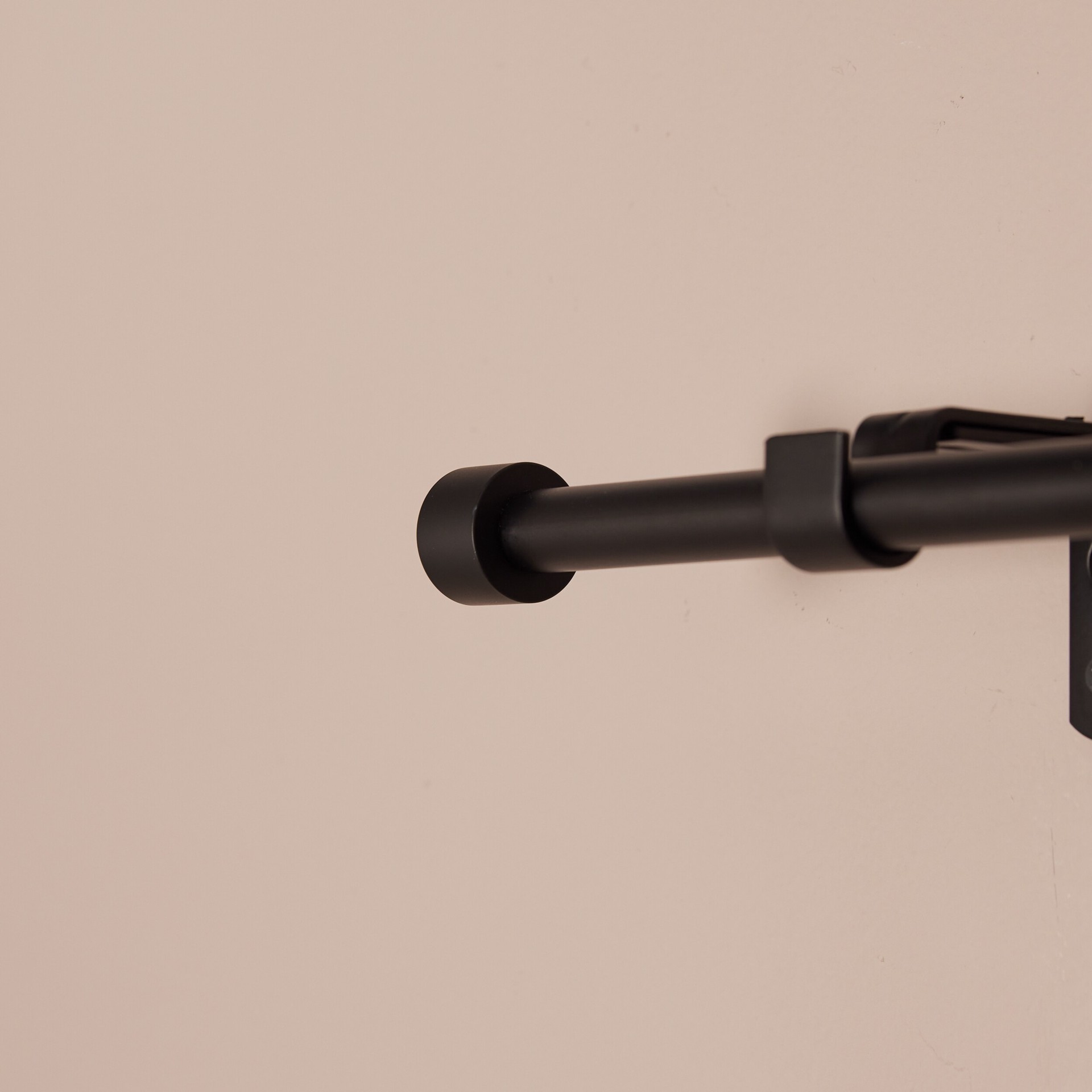 slide 3 of 6, Style Selections Lola 28-in to 48-in Matte Black Steel Single Curtain Rod with Finials, 1 ct