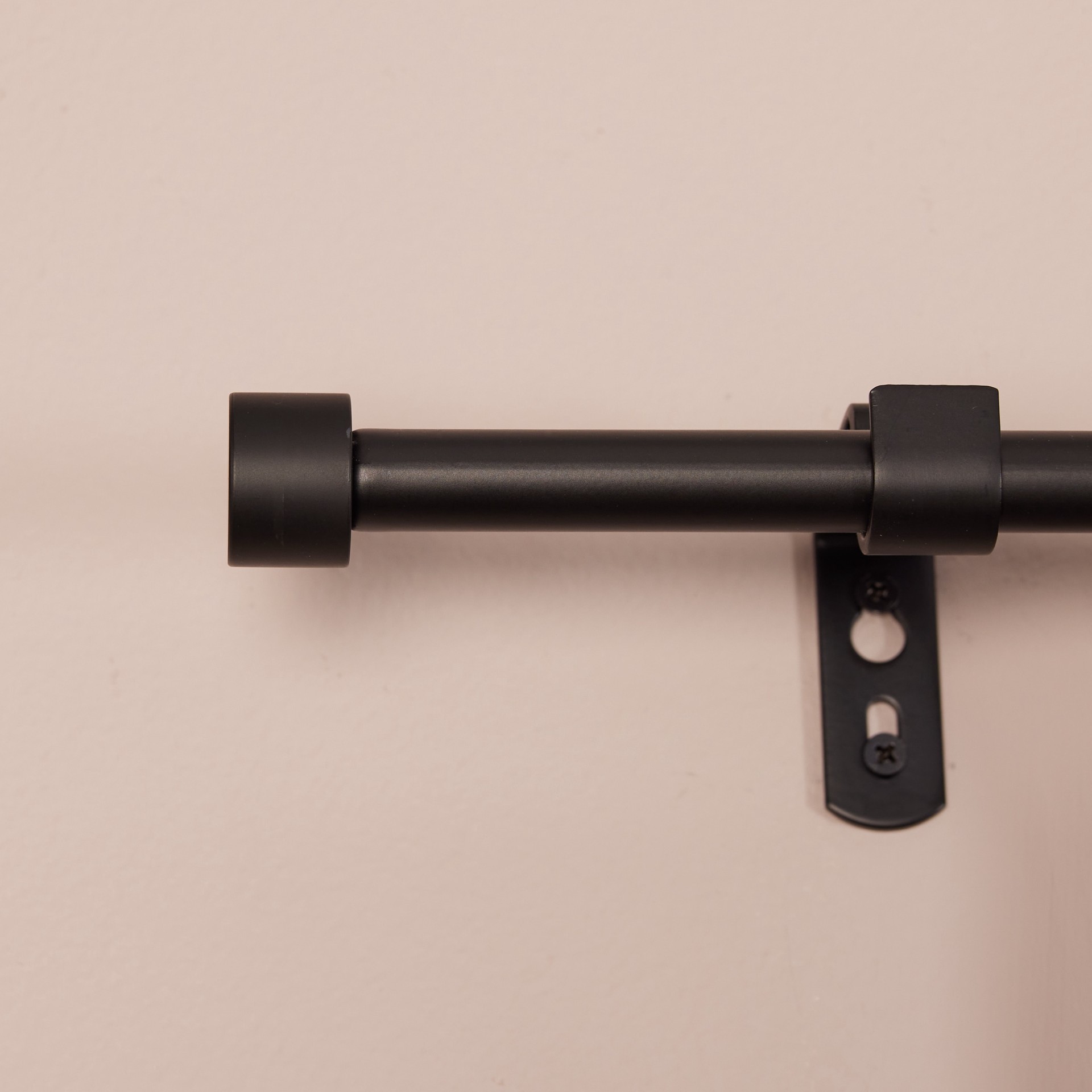 slide 4 of 6, Style Selections Lola 28-in to 48-in Matte Black Steel Single Curtain Rod with Finials, 1 ct