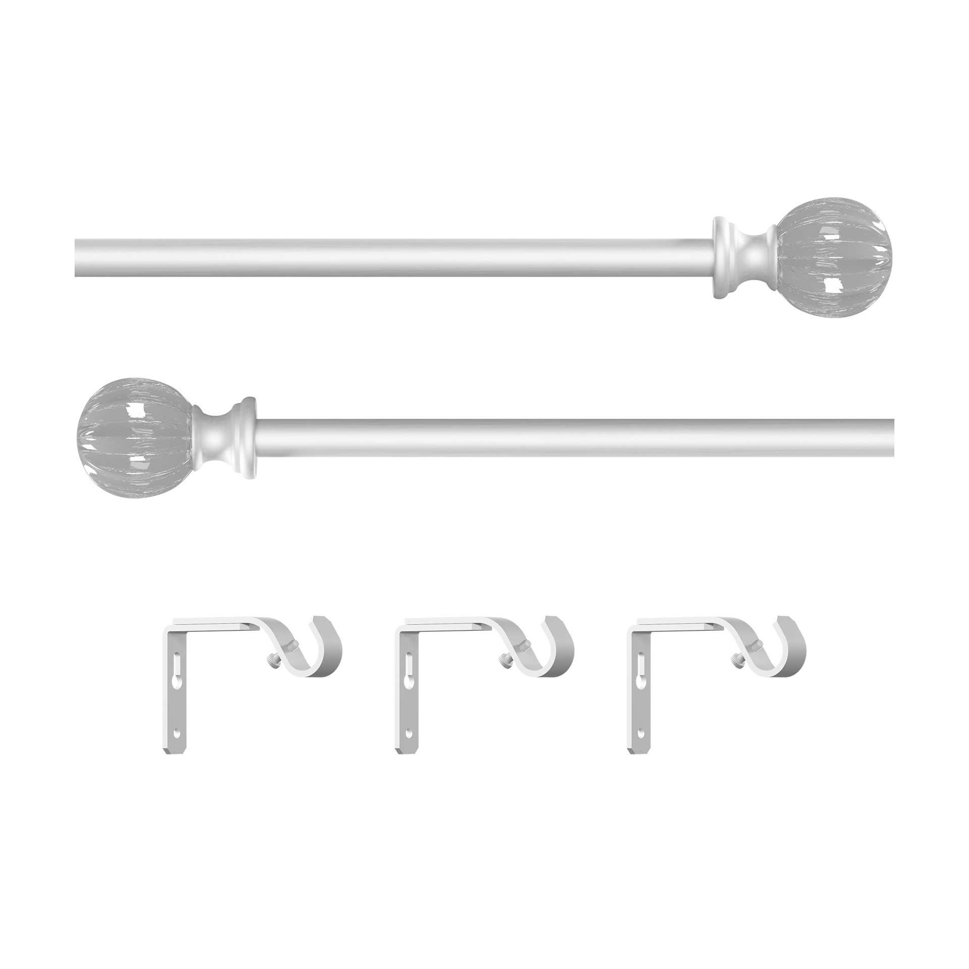 slide 4 of 4, Style Selections Talia 48-in to 84-in Brushed Nickel Steel Single curtain rod with Finials, 1 ct