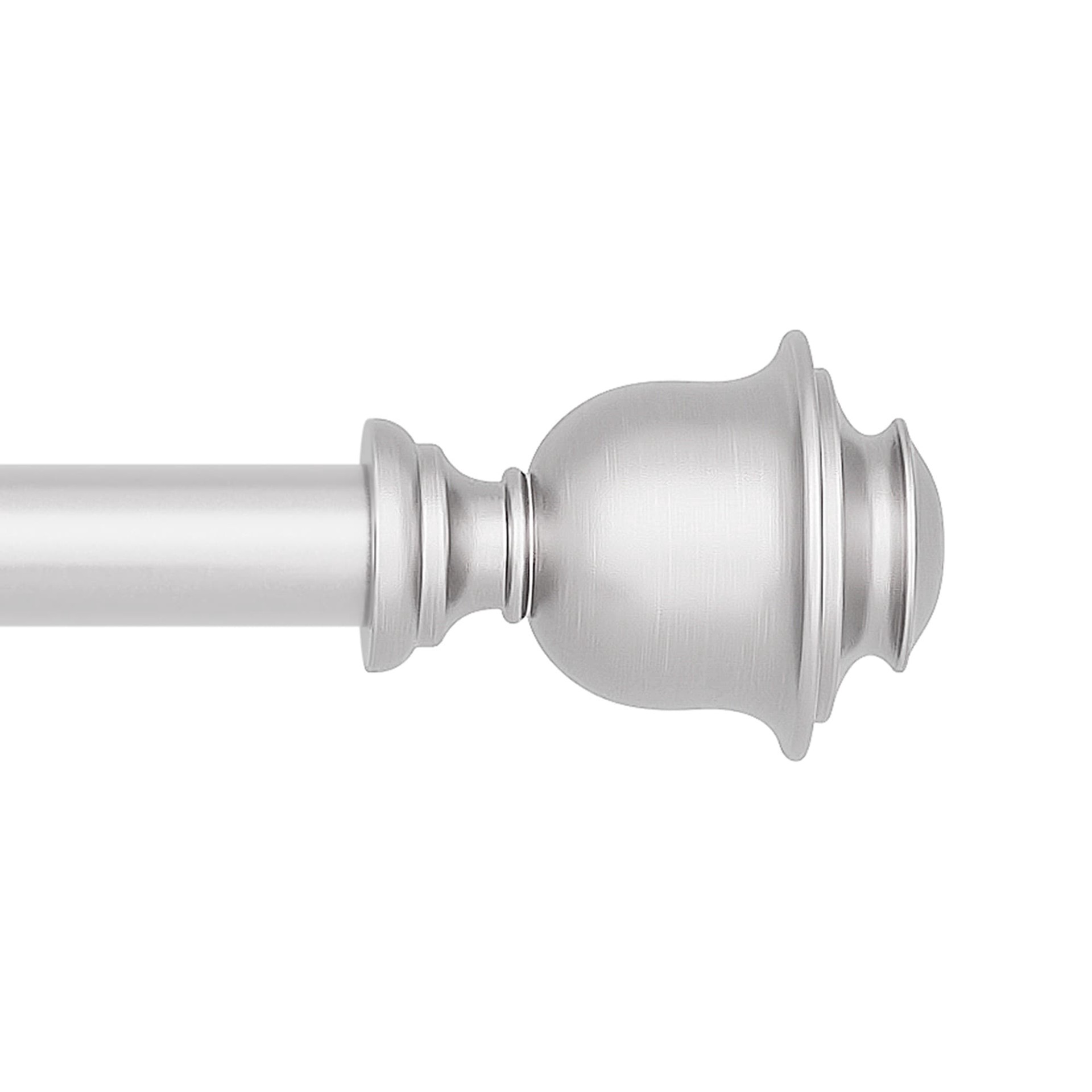 slide 1 of 6, allen + roth Kirby 72-in to 144-in Brushed Nickel Steel Single Curtain Rod with Finials, 1 ct