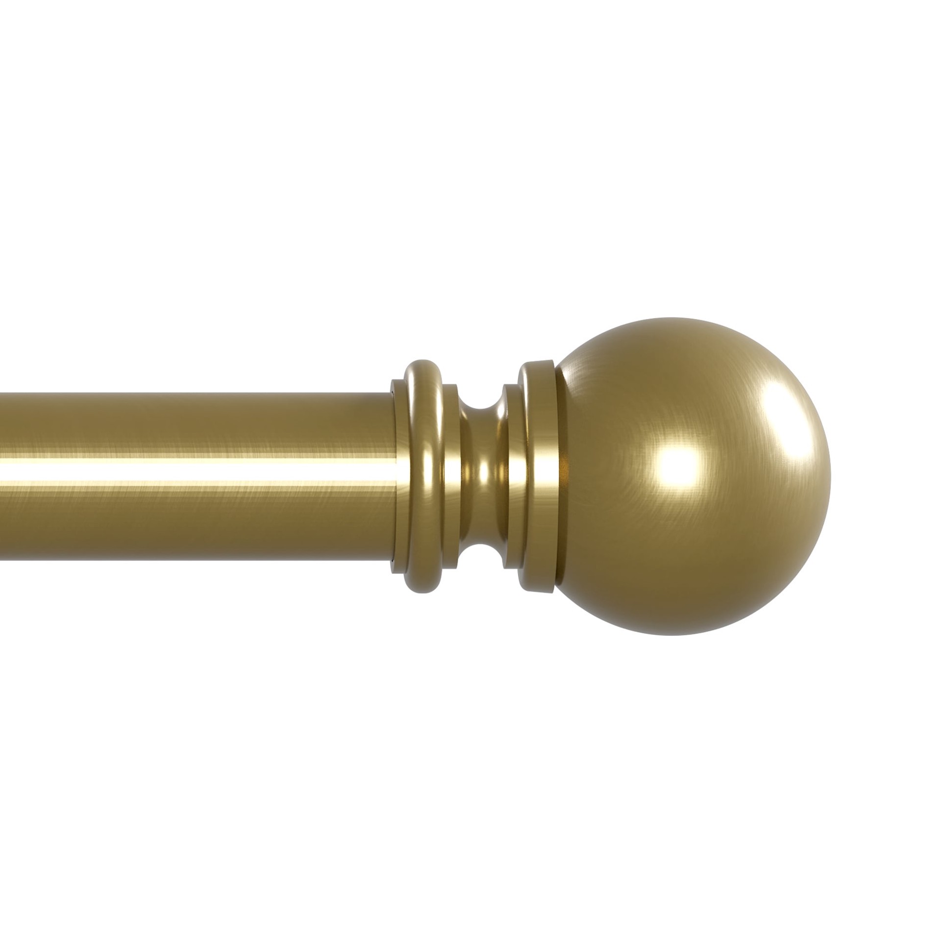 slide 1 of 6, allen + roth Wallace 72-in to 144-in Brushed Gold Steel Single Curtain Rod with Finials, 1 ct