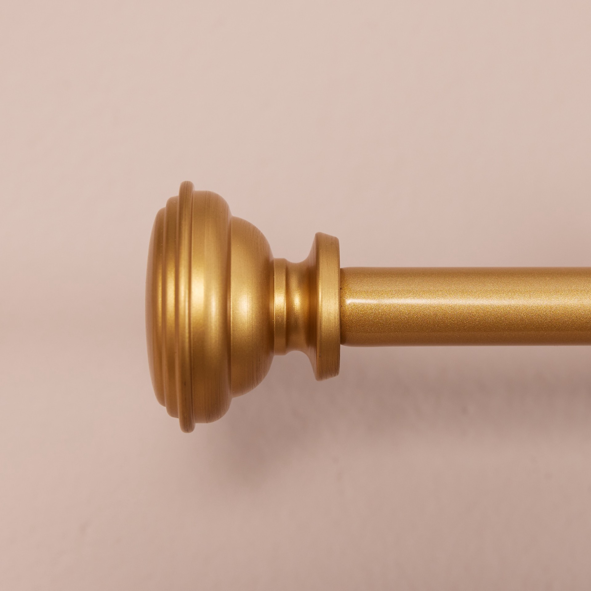 slide 3 of 6, Style Selections Sema 28-in to 48-in Brushed Gold Steel Single curtain rod with Finials, 1 ct