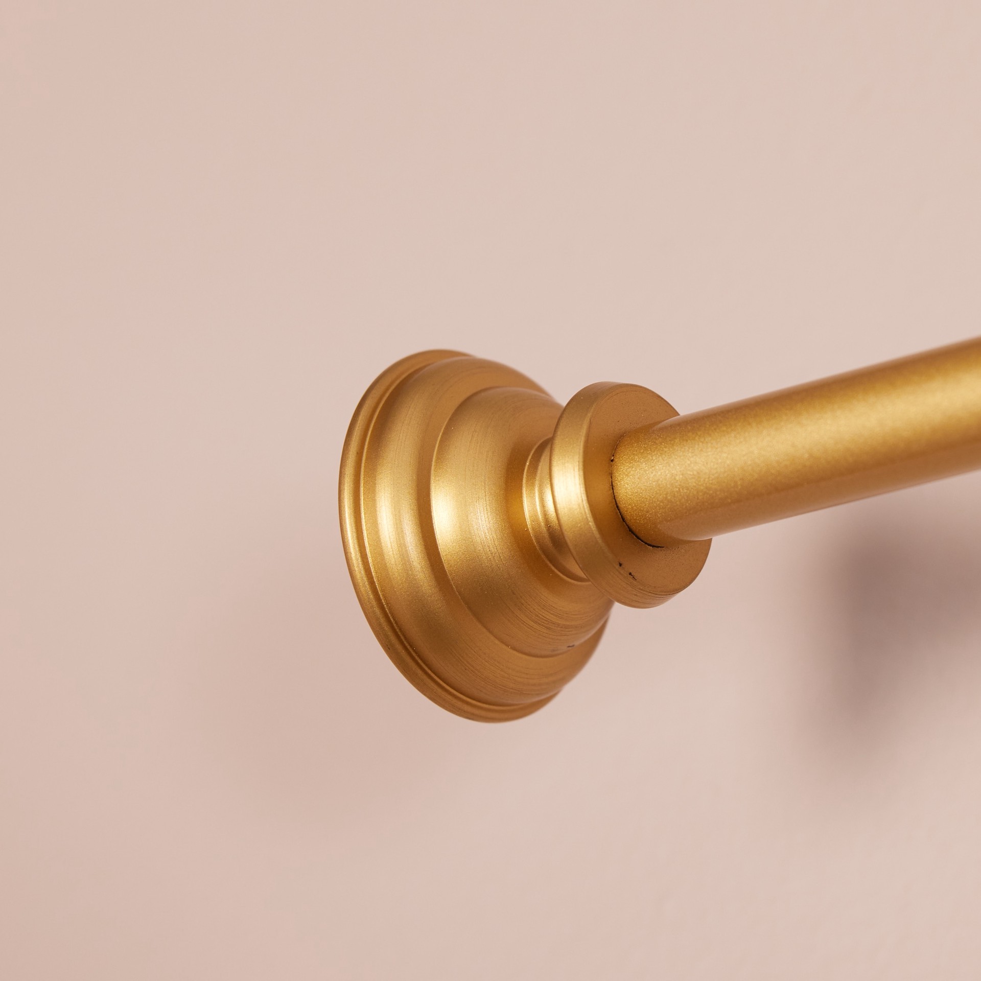 slide 4 of 6, Style Selections Sema 28-in to 48-in Brushed Gold Steel Single curtain rod with Finials, 1 ct