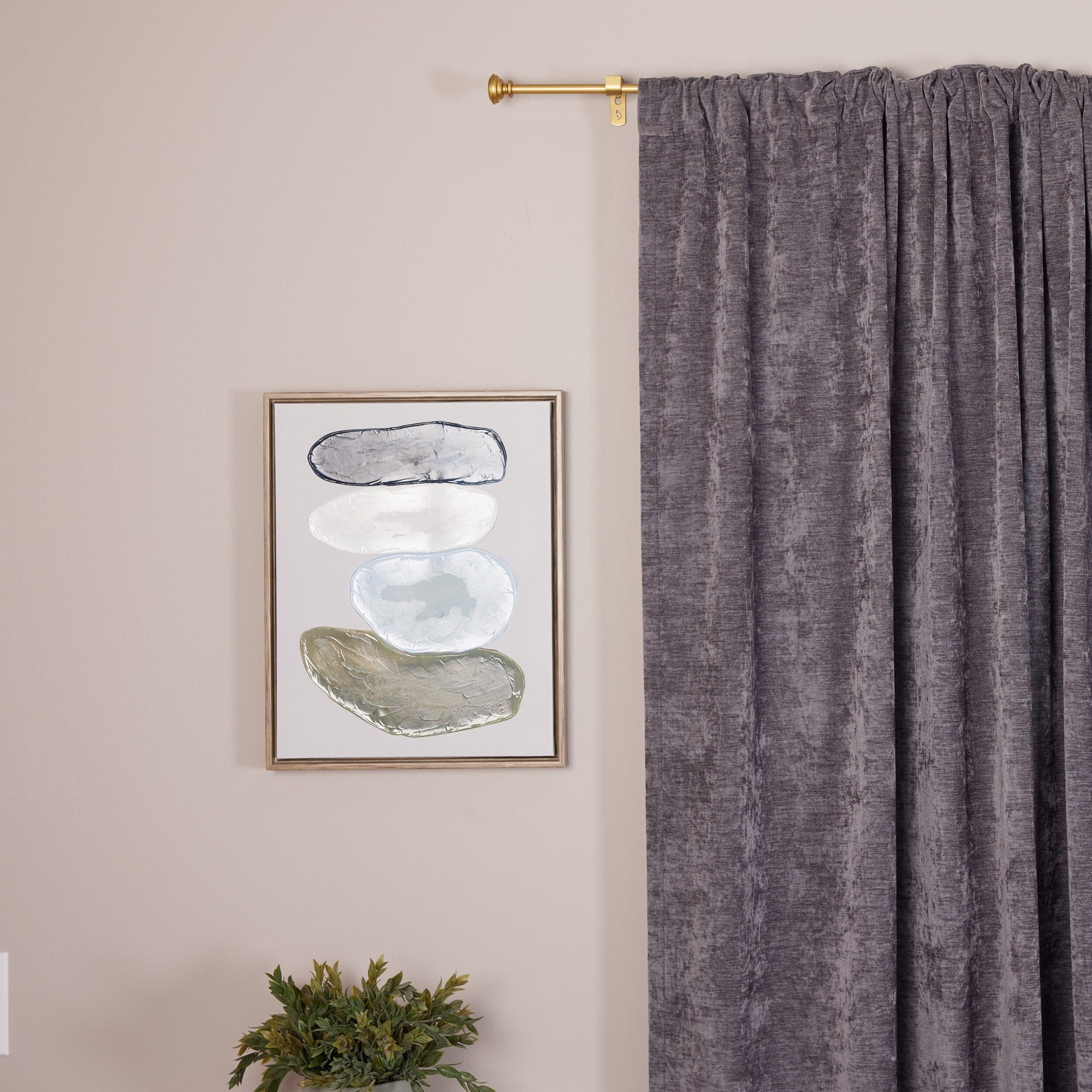 slide 5 of 6, Style Selections Sema 28-in to 48-in Brushed Gold Steel Single curtain rod with Finials, 1 ct