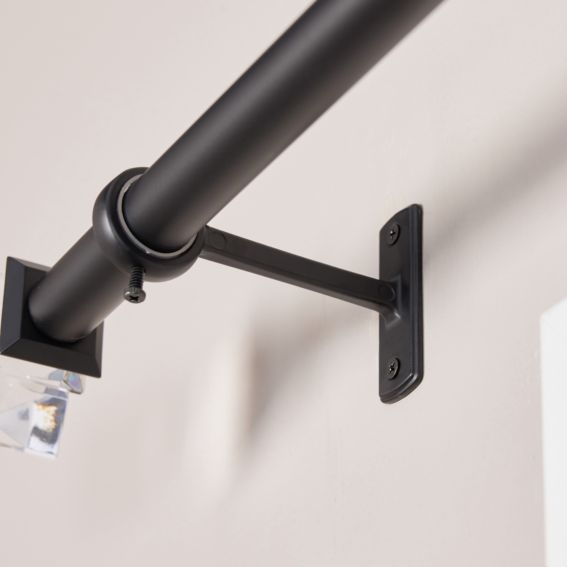 slide 2 of 6, allen + roth Bexley 72-in to 144-in Matte Black Steel Single Curtain Rod with Finials, 1 ct