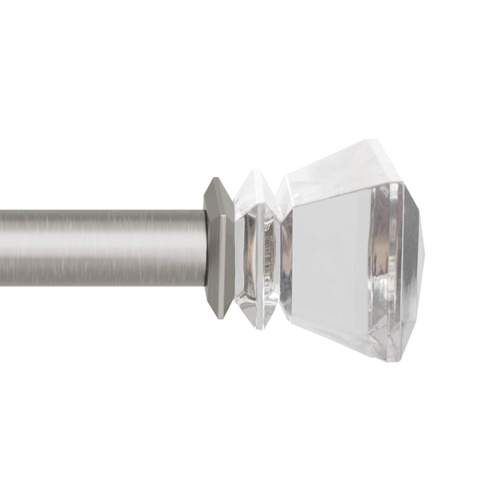 slide 1 of 6, allen + roth Bexley 36-in to 72-in Brushed Nickel Steel Single Curtain Rod with Finials, 1 ct