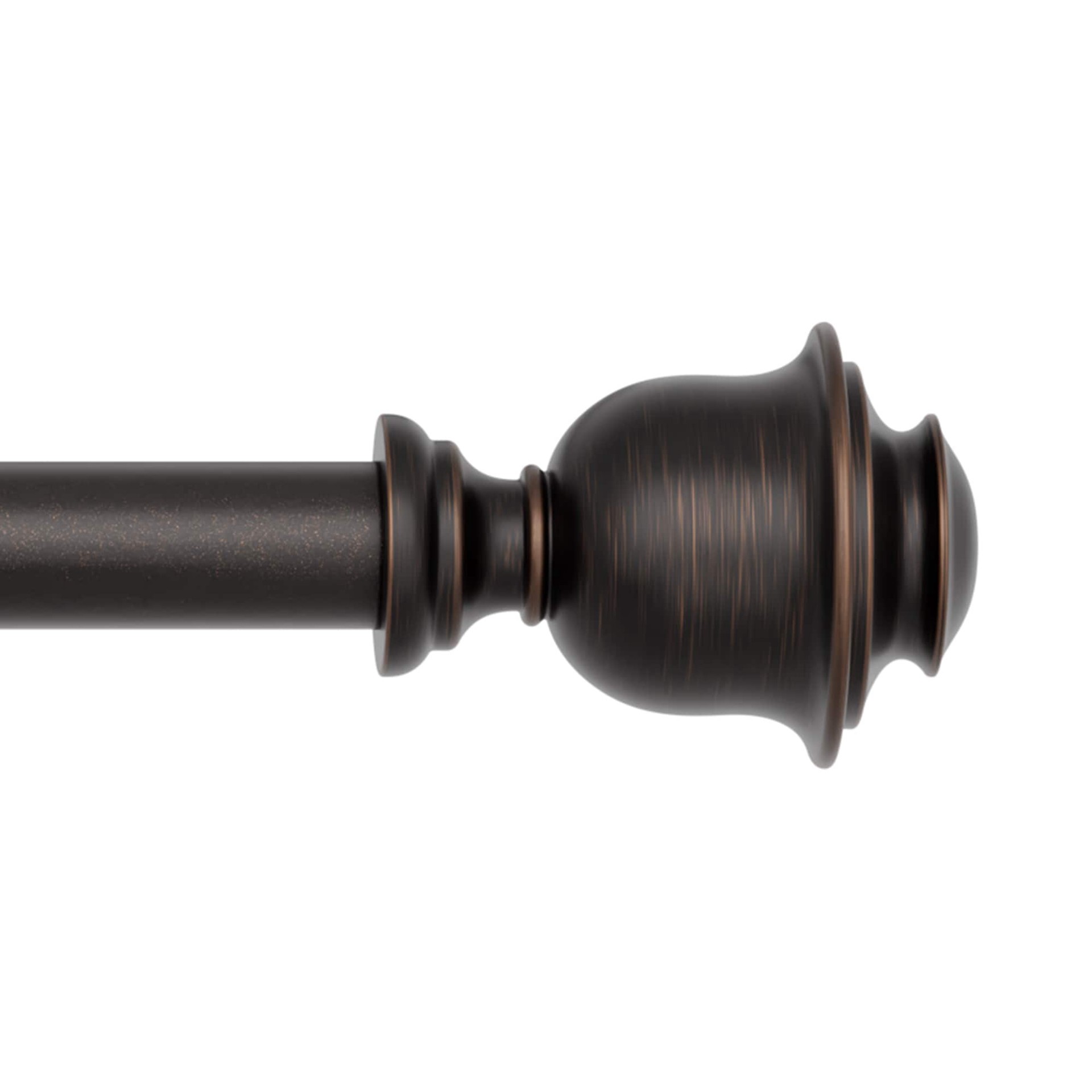 slide 1 of 6, allen + roth Kirby 36-in to 72-in Dark Oil-Rubbed Bronze Steel Single Curtain Rod with Finials, 1 ct