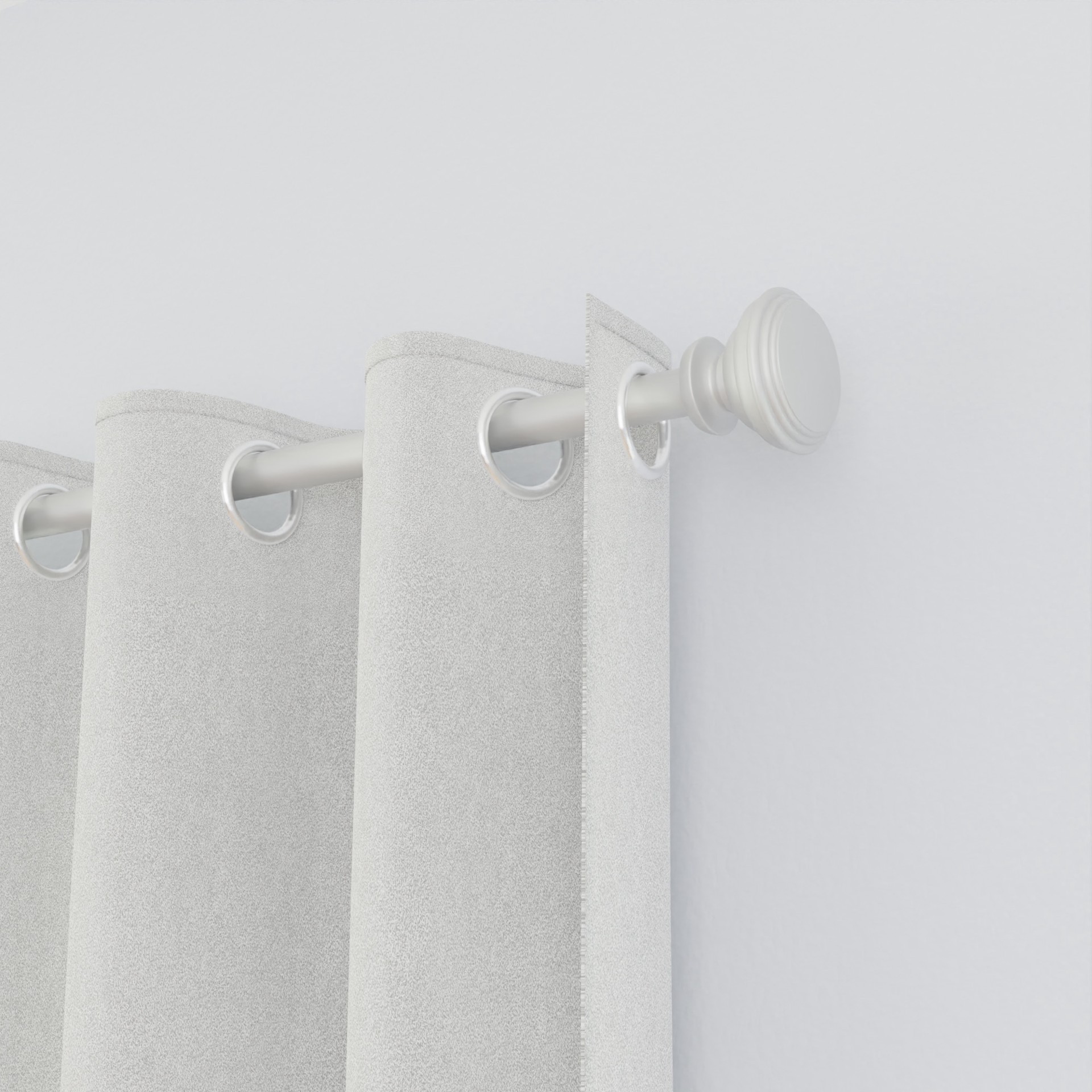 slide 2 of 4, Style Selections Sema 48-in to 84-in Brushed Nickel Steel Single curtain rod with Finials, 1 ct