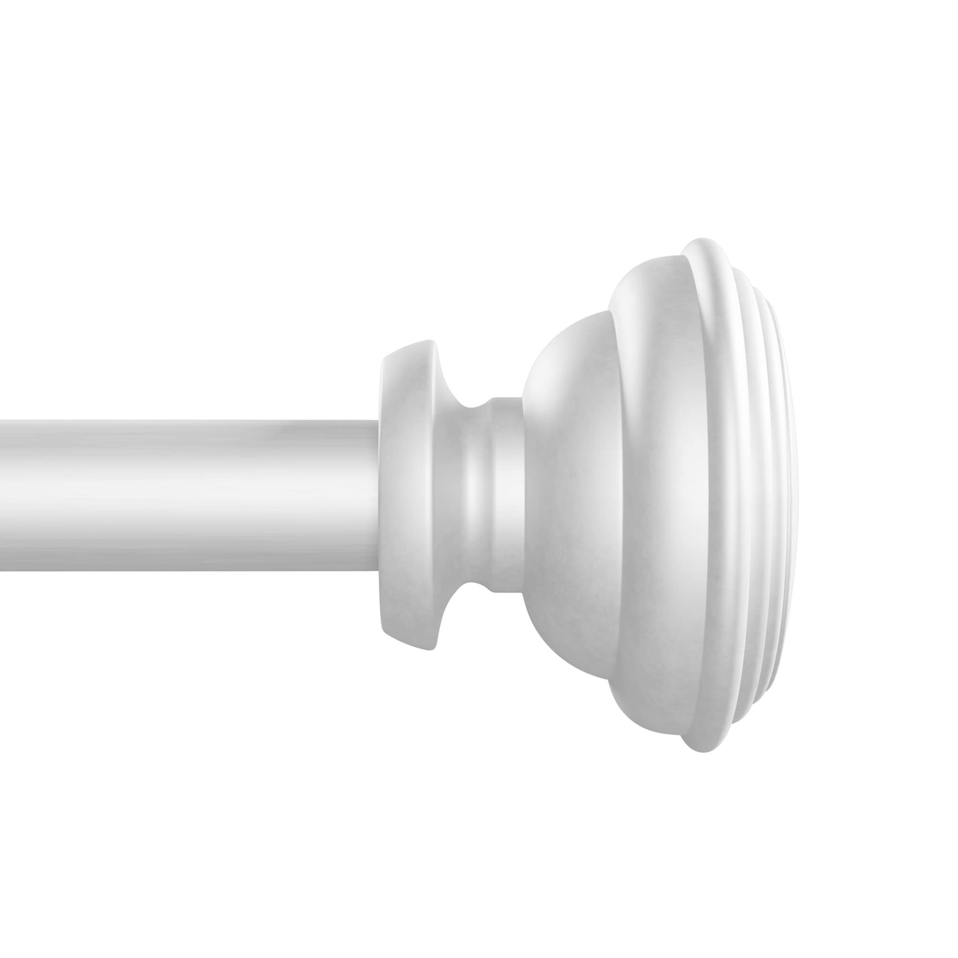 slide 1 of 4, Style Selections Sema 48-in to 84-in Brushed Nickel Steel Single curtain rod with Finials, 1 ct