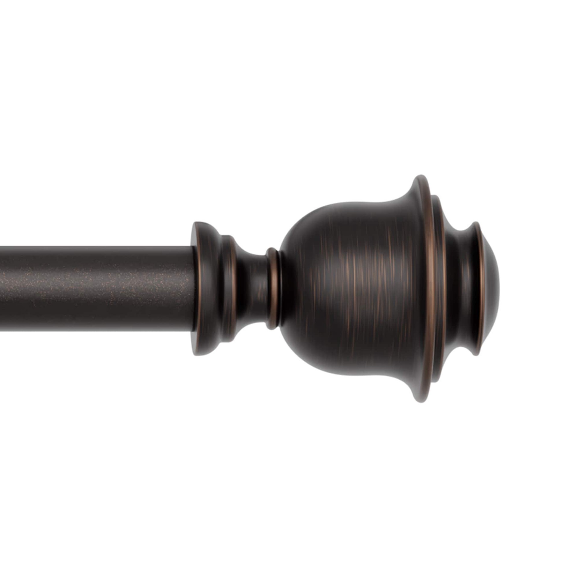slide 1 of 6, allen + roth Kirby 72-in to 144-in Dark Oil-Rubbed Bronze Steel Single Curtain Rod with Finials, 1 ct