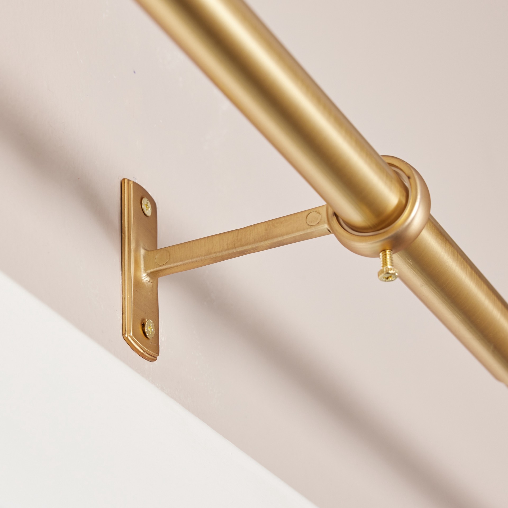 slide 2 of 6, allen + roth Wallace 36-in to 72-in Brushed Gold Steel Single Curtain Rod with Finials, 1 ct