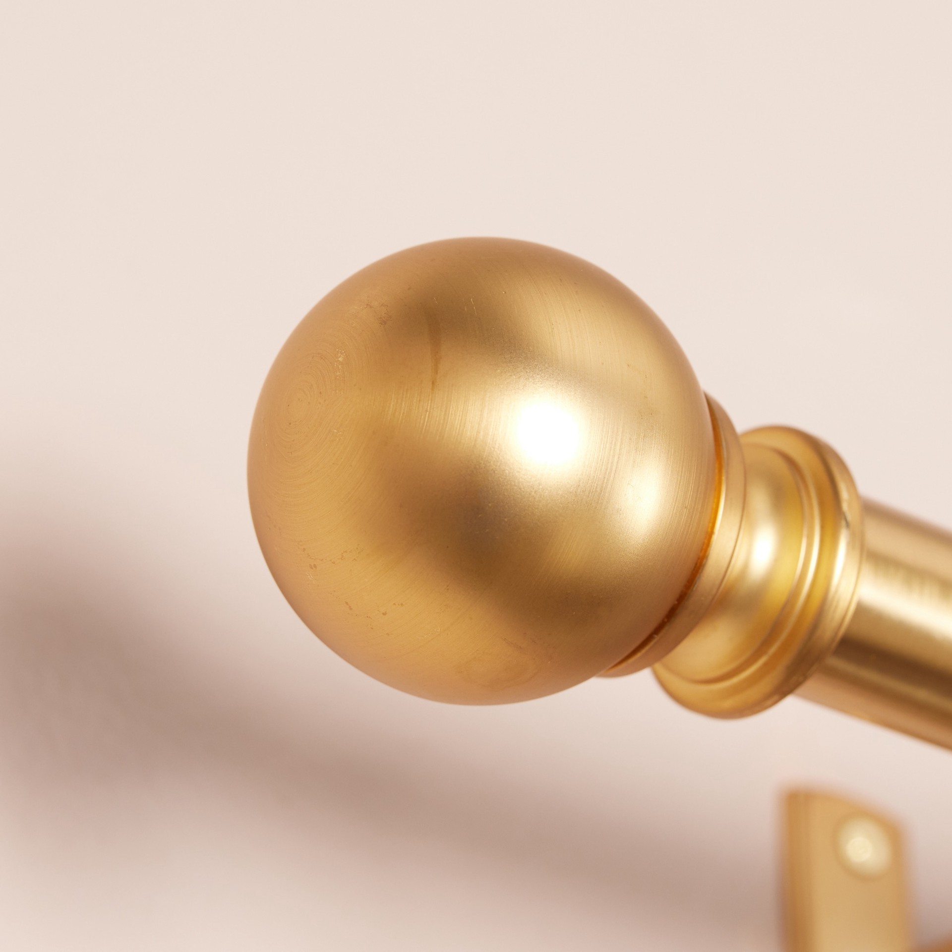 slide 4 of 6, allen + roth Wallace 36-in to 72-in Brushed Gold Steel Single Curtain Rod with Finials, 1 ct