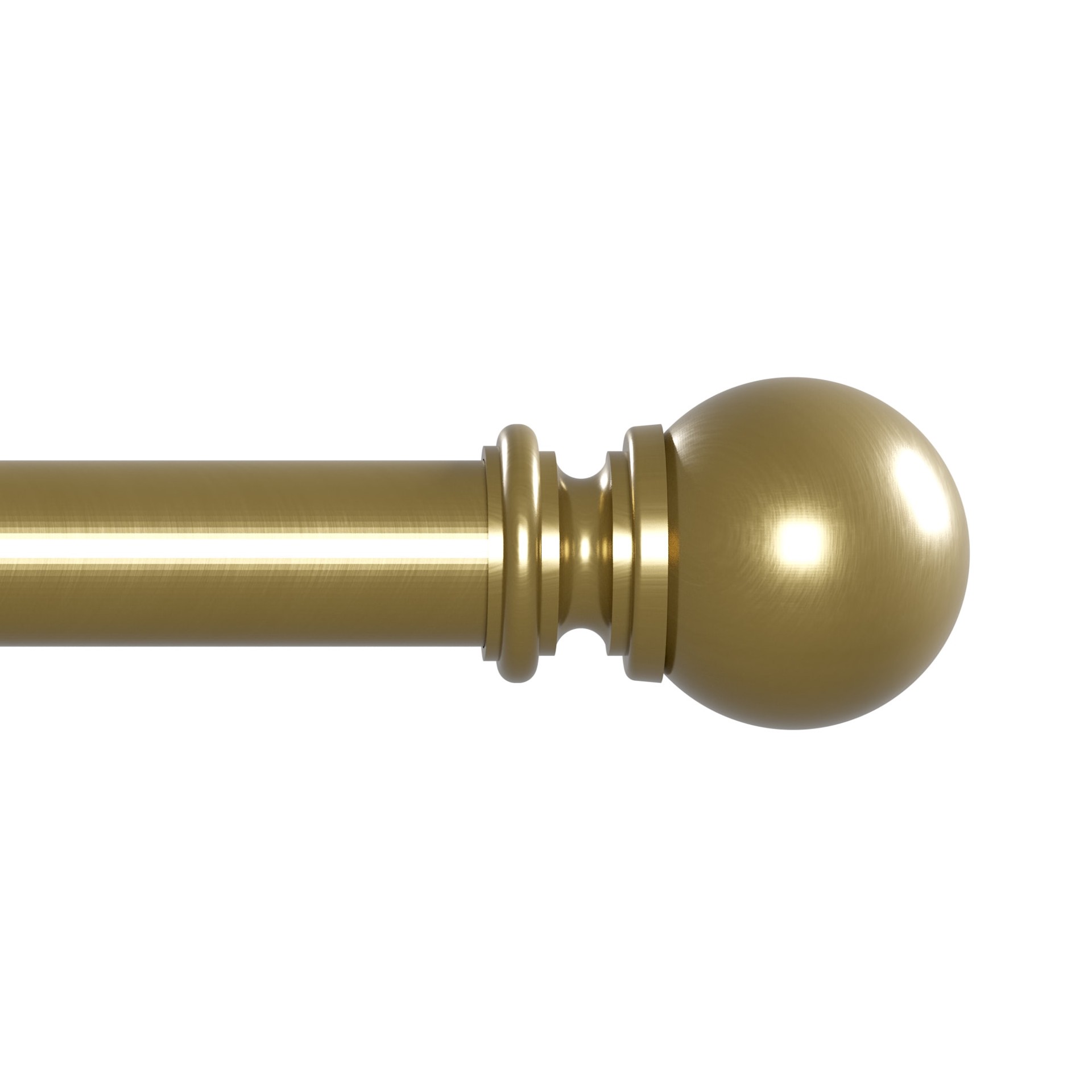 slide 1 of 6, allen + roth Wallace 36-in to 72-in Brushed Gold Steel Single Curtain Rod with Finials, 1 ct