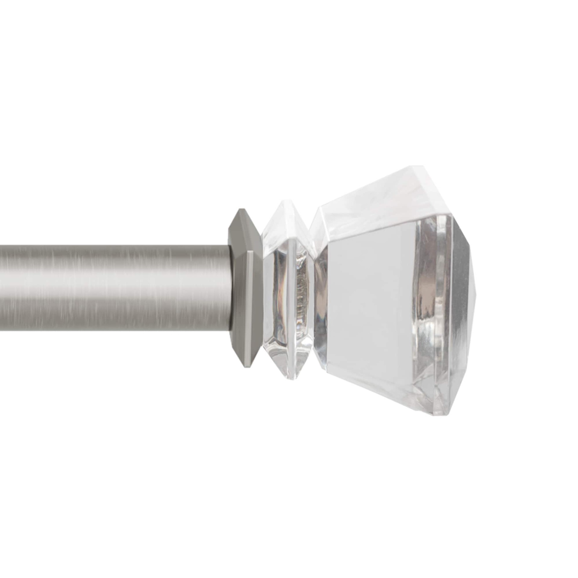 slide 1 of 6, allen + roth Bexley 72-in to 144-in Brushed Nickel Steel Single Curtain Rod with Finials, 1 ct