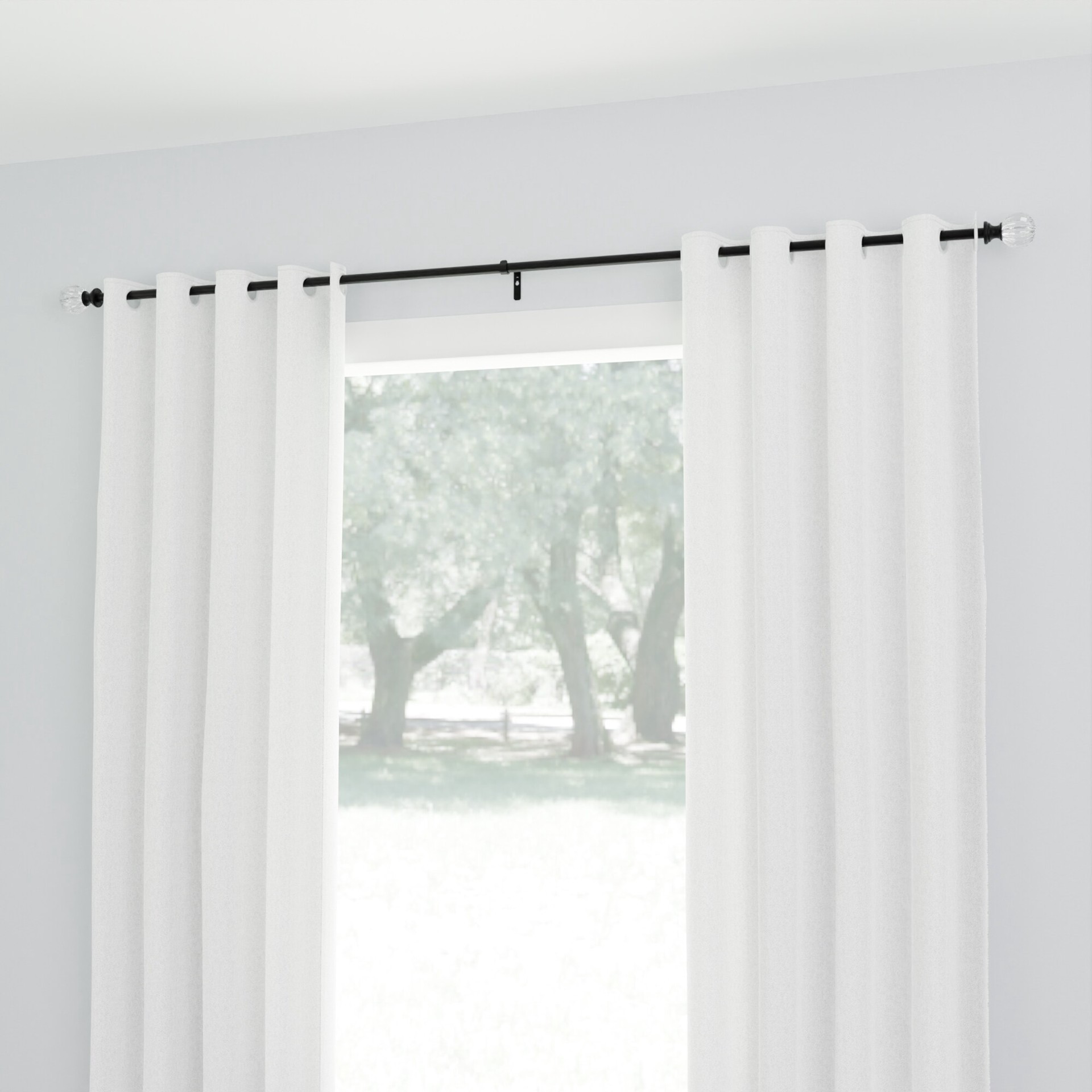 slide 3 of 4, Style Selections Talia 48-in to 84-in Matte Black Steel Single curtain rod with Finials, 1 ct