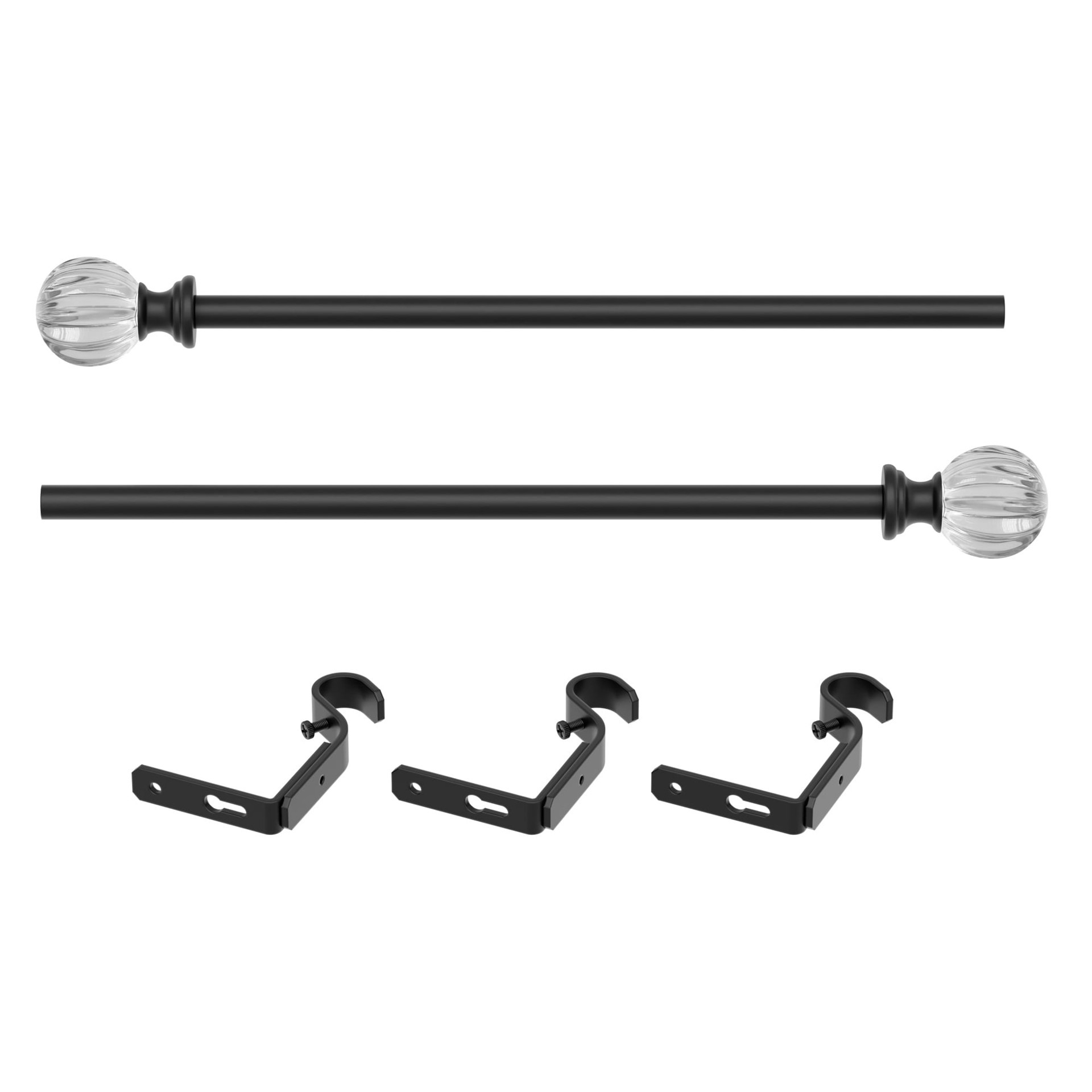 slide 4 of 4, Style Selections Talia 48-in to 84-in Matte Black Steel Single curtain rod with Finials, 1 ct